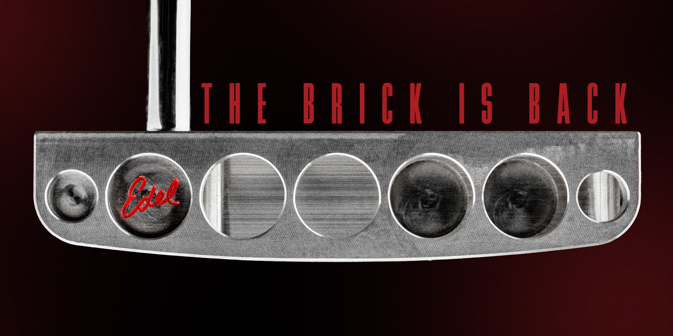 Close-up of the Edel Golf Brick Blade Putter showcasing its unique design and precision milling for enhanced performance.