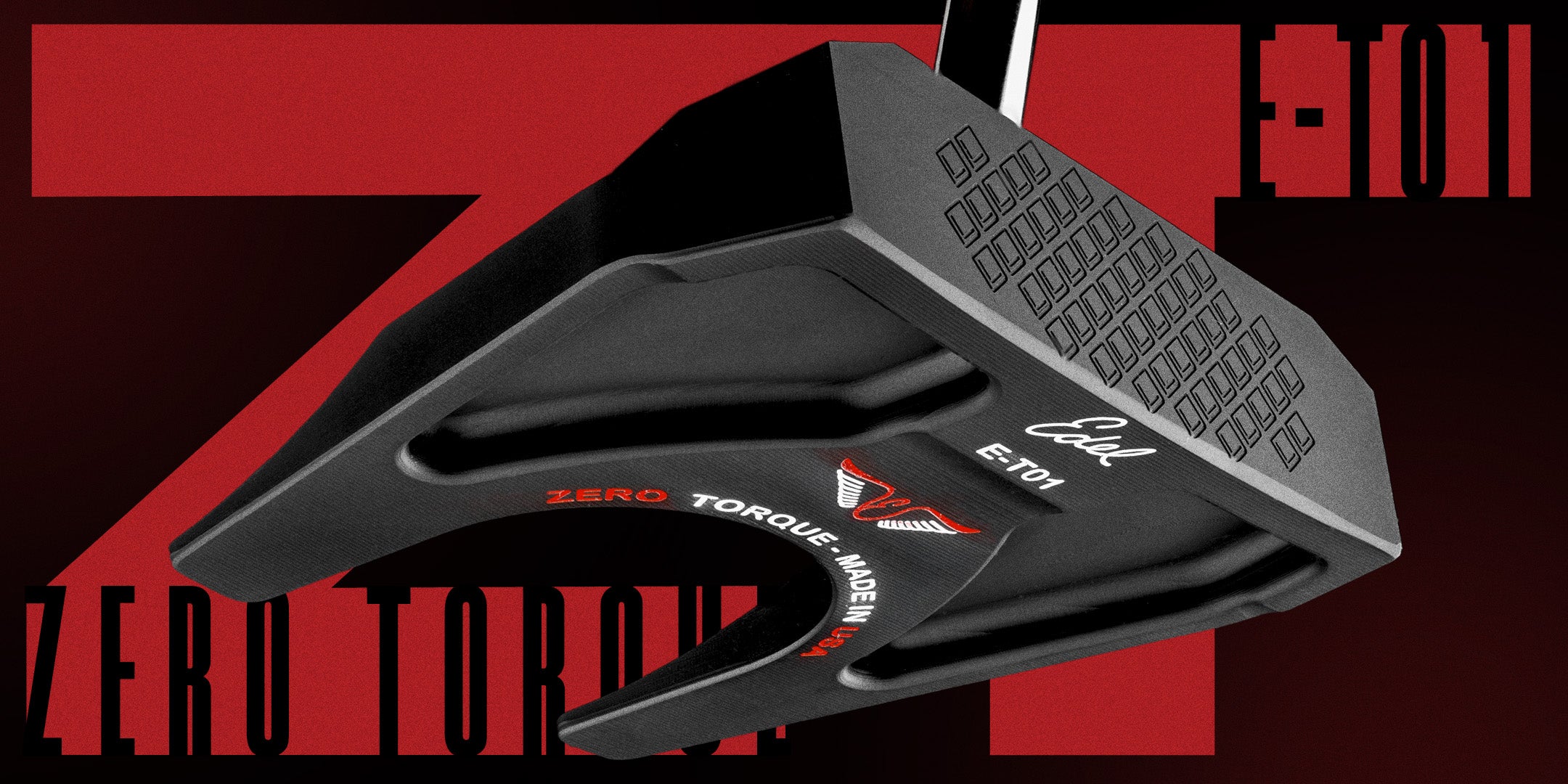 E-T01 Zero Torque mallet putter by Edel Golf featuring a sleek black design and precision engineering for optimal performance.