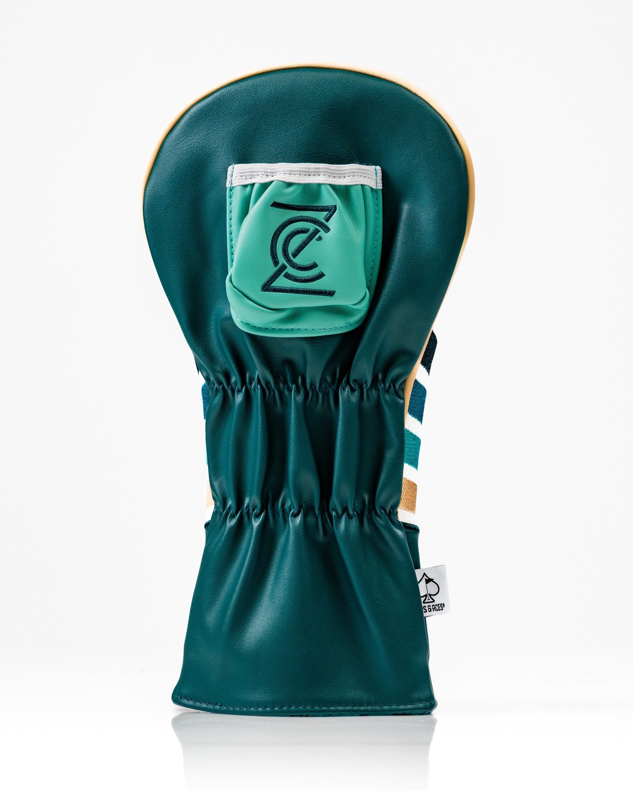 Bold teal driver cover featuring a unique gator design and the Zynbabwe Country Club logo, perfect for standout golfers.