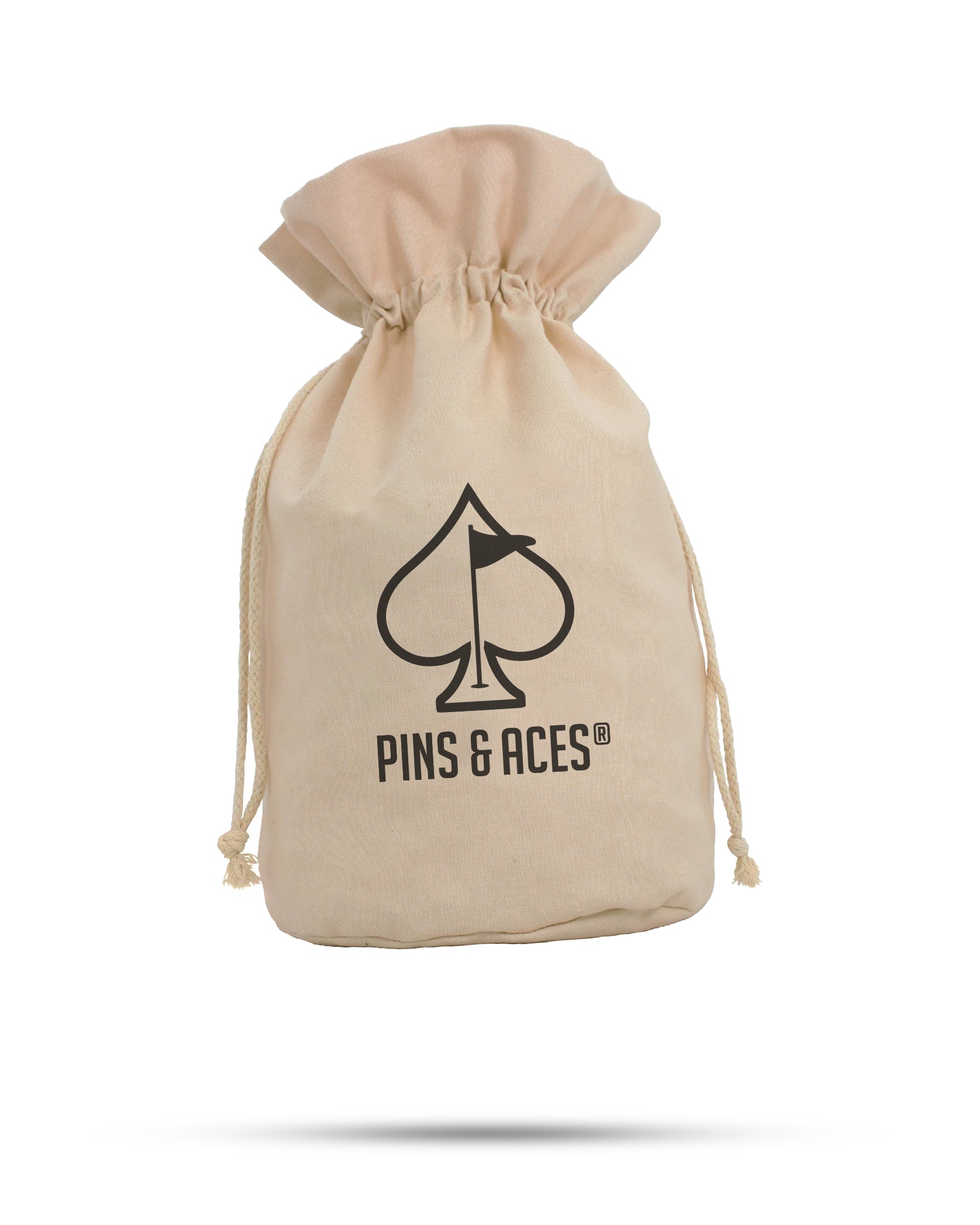Canvas bag featuring the Pins & Aces logo, designed for storing a Black Friday random putter cover.