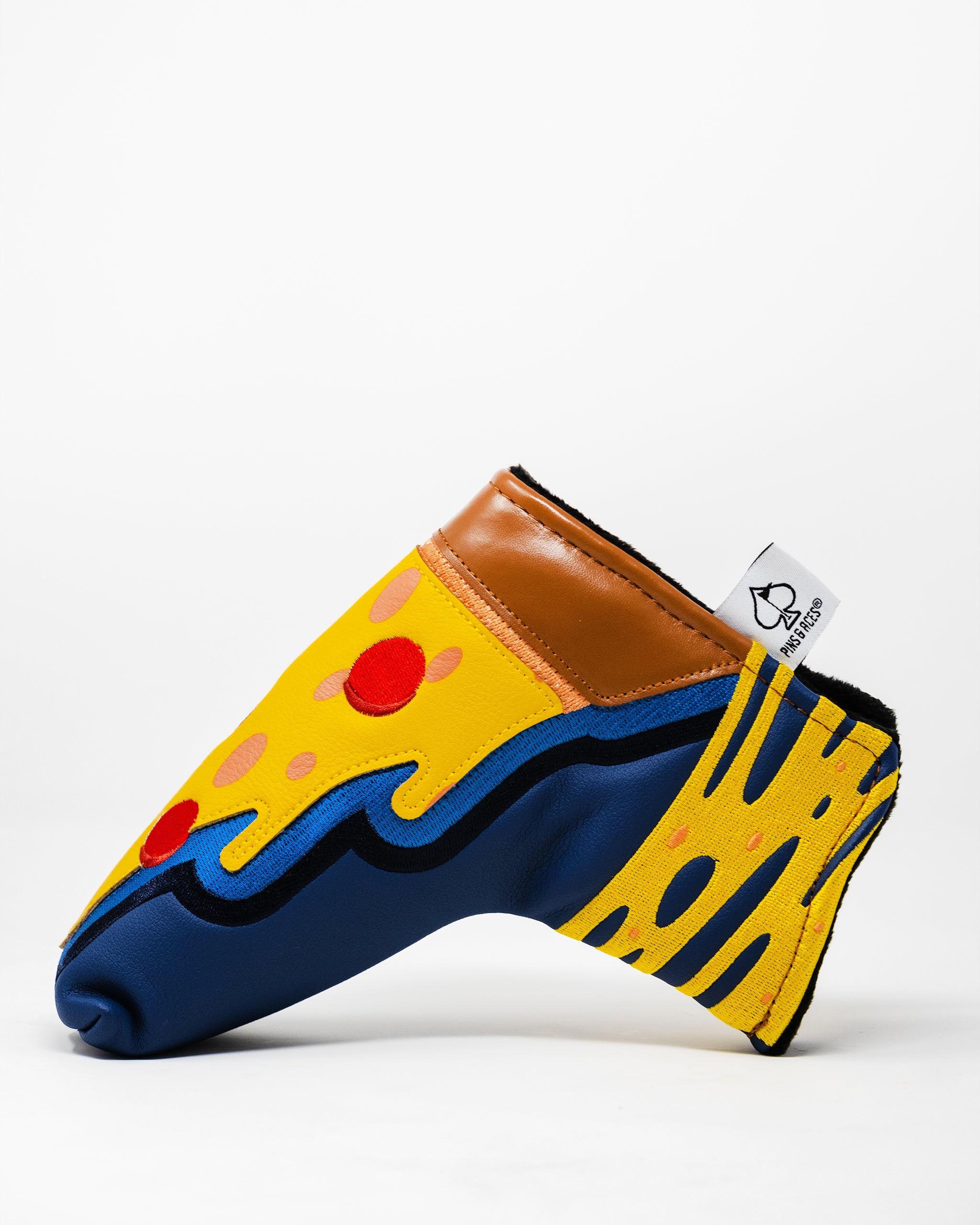 Alt text: "Pizza slice design Blade Putter Cover featuring vibrant colors and detailed toppings."