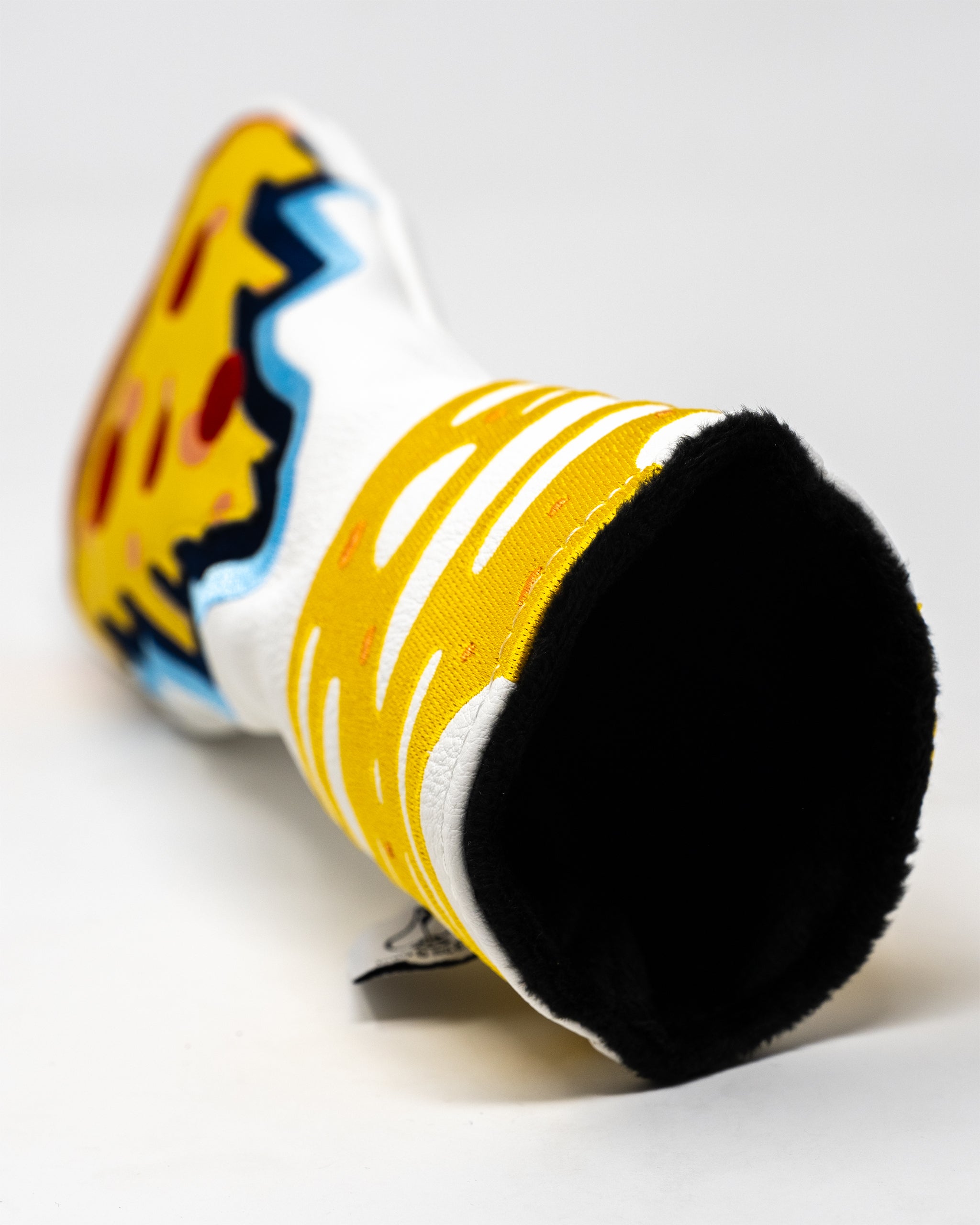 Alt text: Colorful pizza hybrid golf club cover featuring a realistic pizza design with toppings.