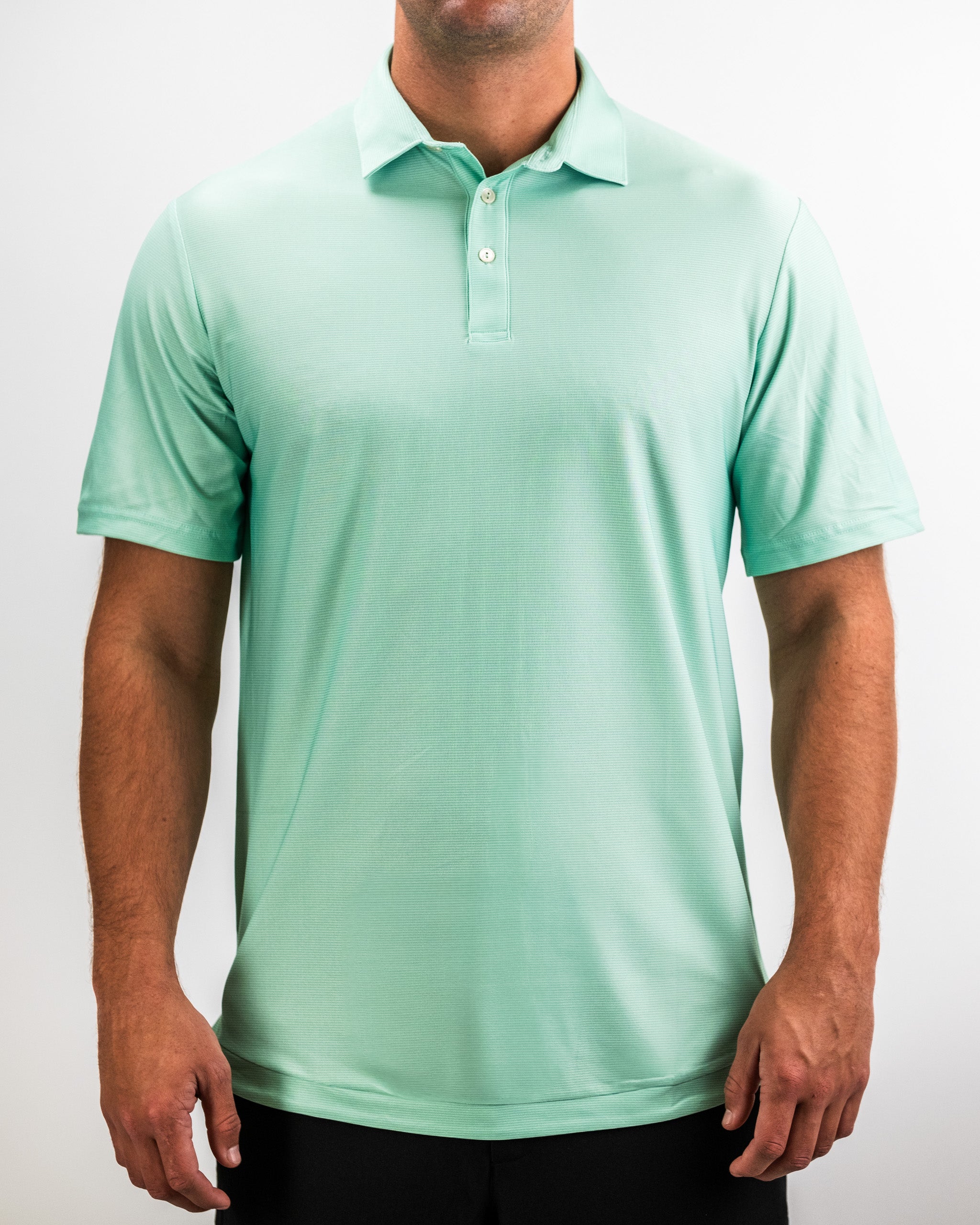 Player Preferred™ Polo in spearmint stripes with a modern design, perfect for casual or athletic wear.