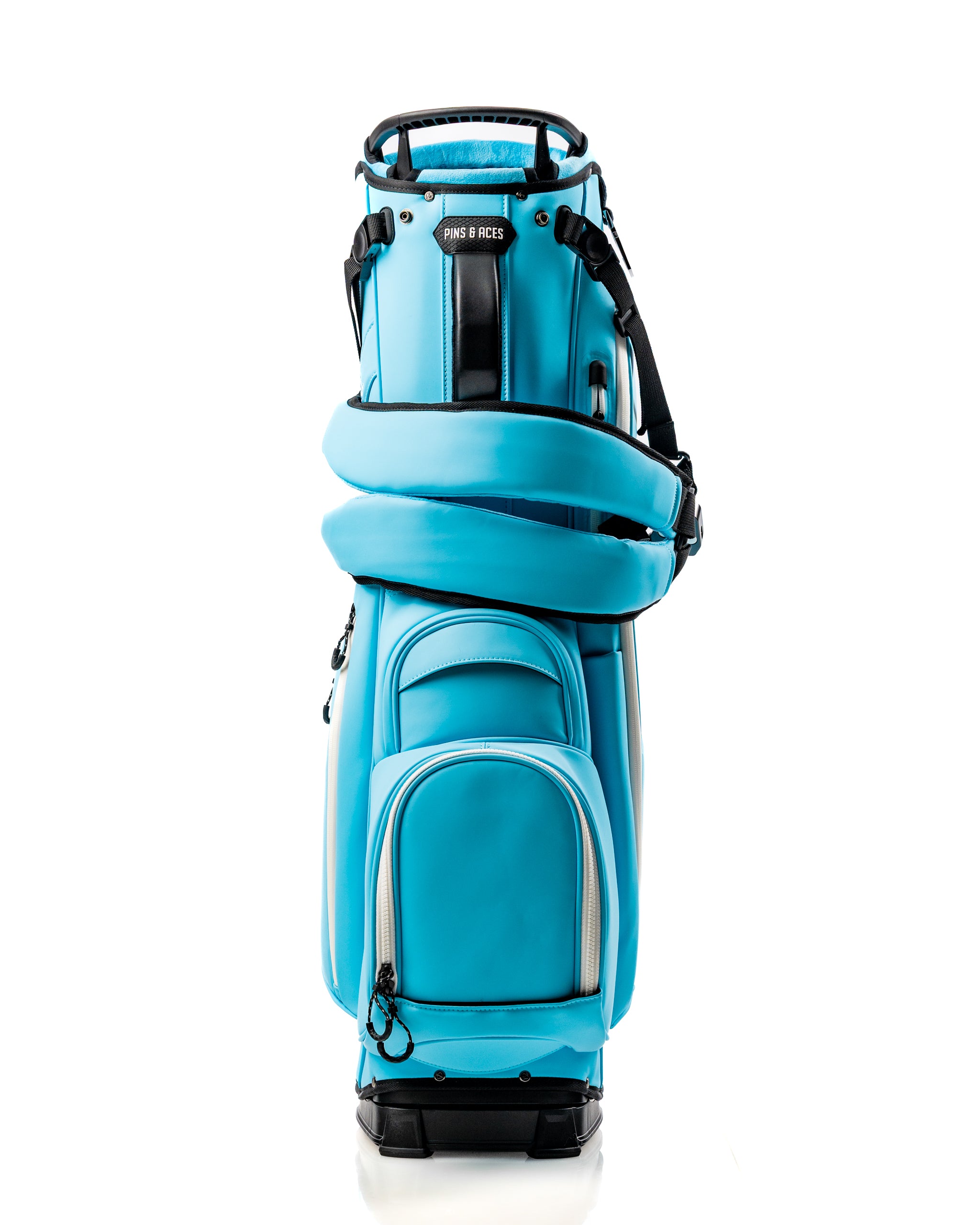 Light blue Player Preferred™ Golf Bag featuring multiple pockets and a comfortable strap for easy carrying on the course.