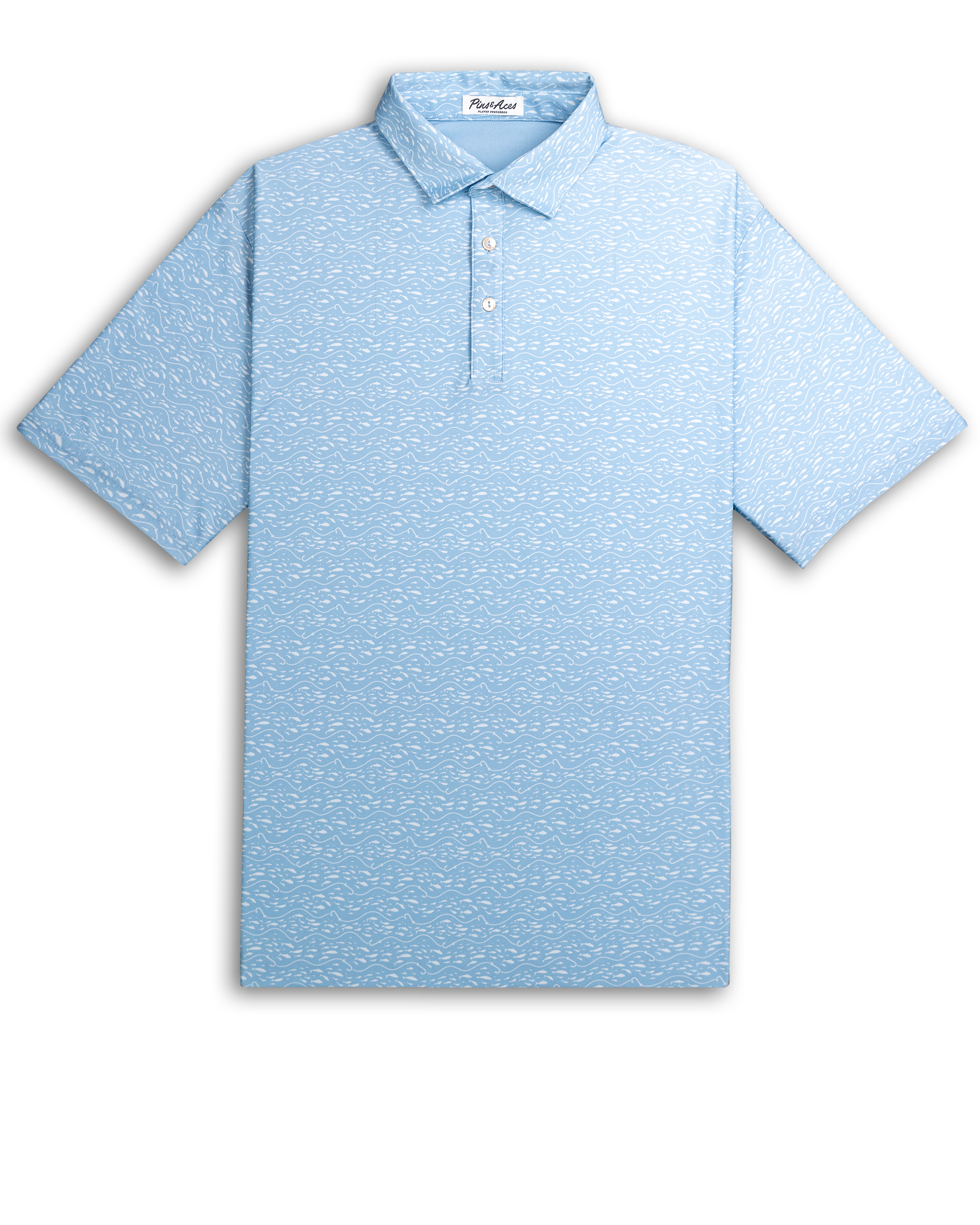 Player Preferred™ Polo in Tidal Flow, showcasing a vibrant blue and green gradient design with a classic polo collar and short sleeves, ideal for casual or athletic wear.