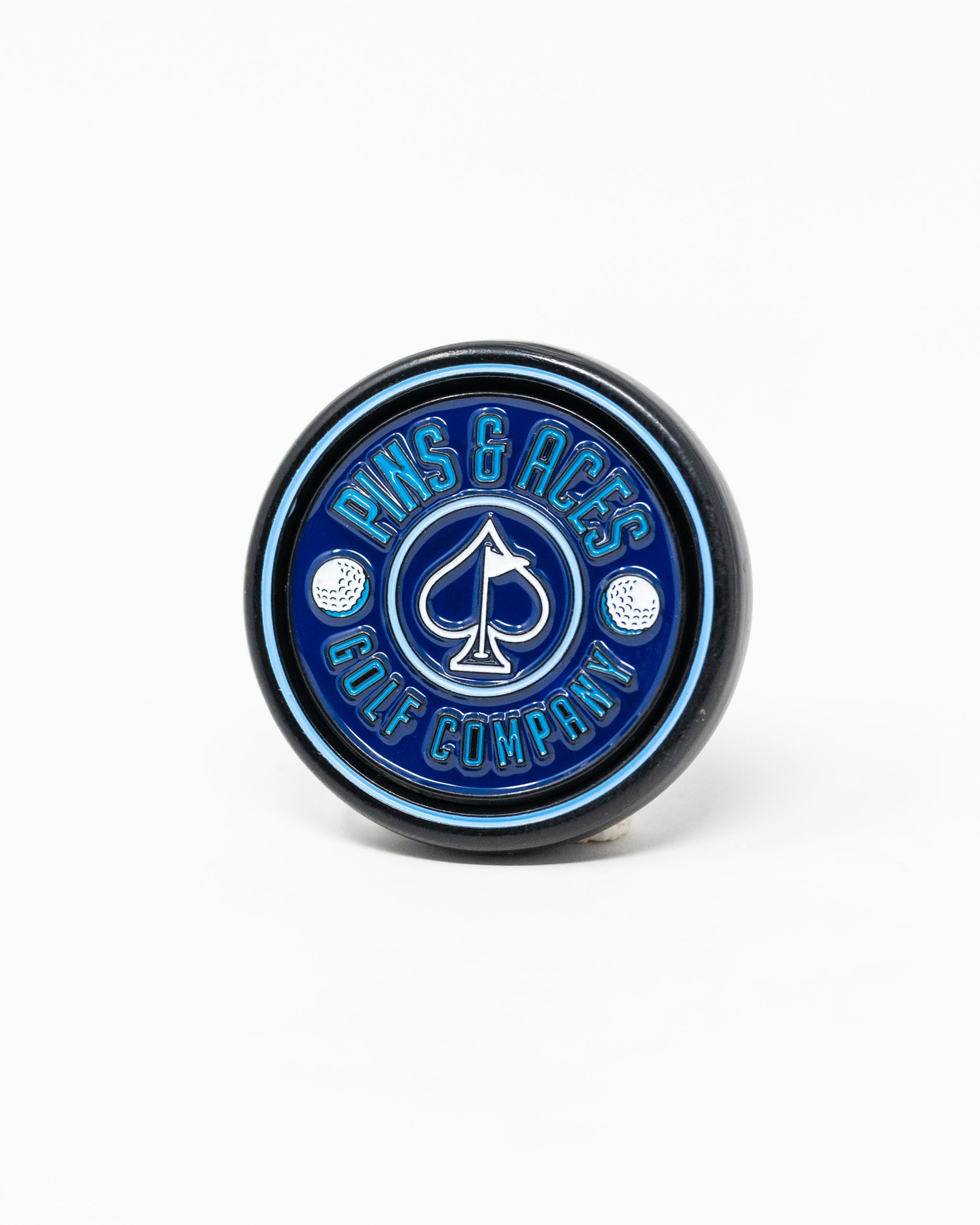 Navy Pop Out Medallion Ball Marker on a white background.