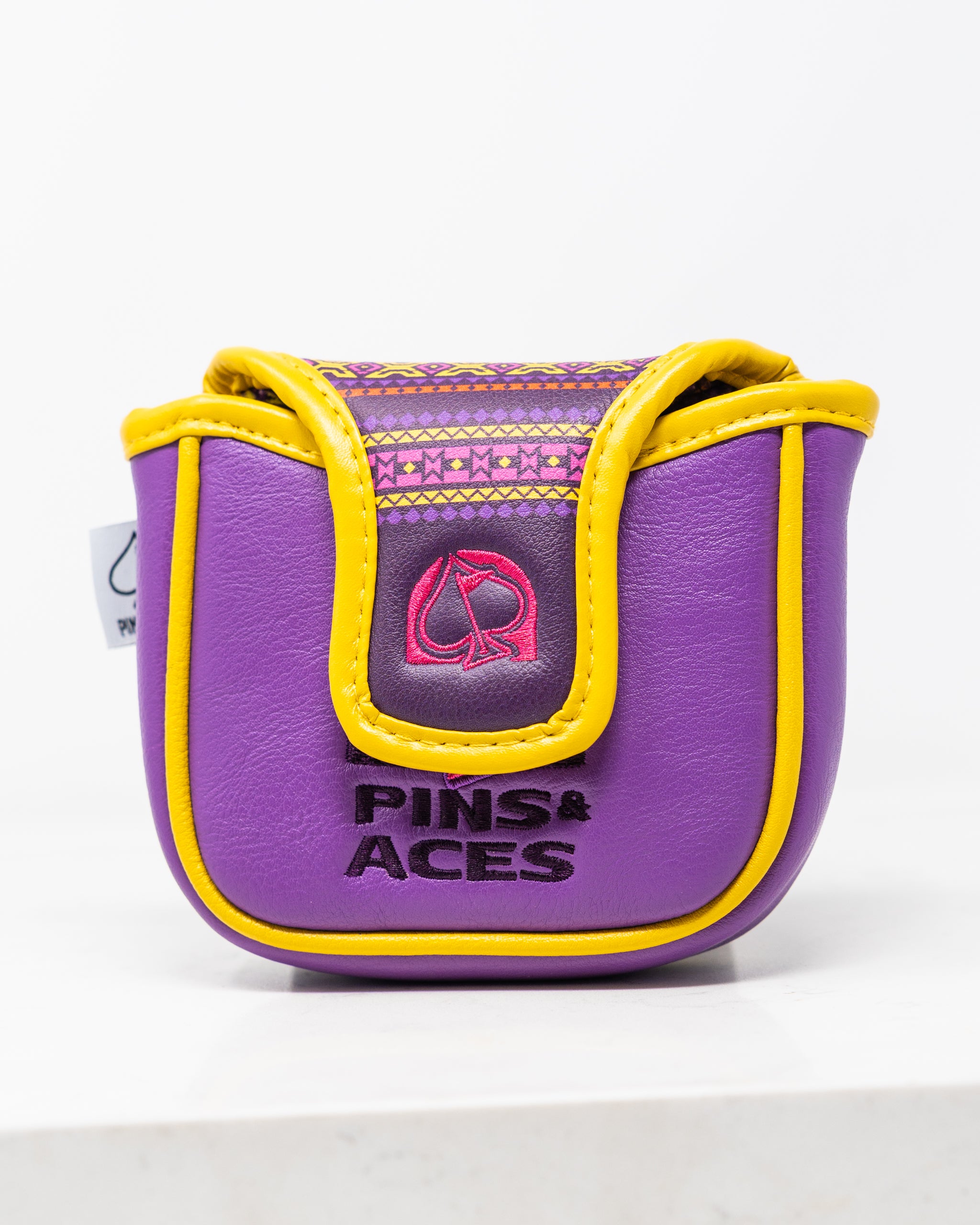 Alt text: "The Bogey Supreme mallet cover featuring a sleek design with vibrant colors and a durable material, designed to protect golf putters."