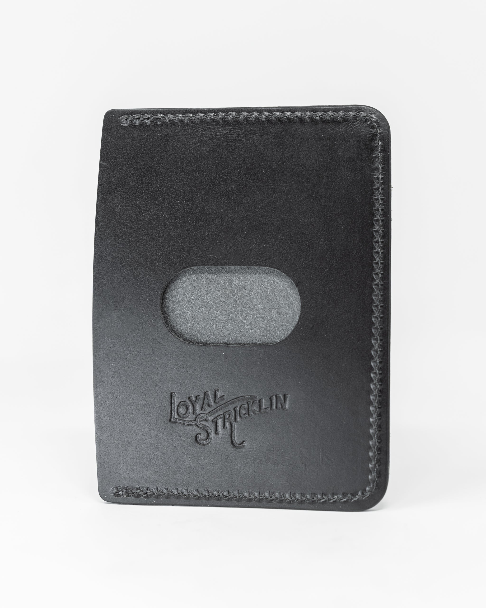 Alt text: Frank Wallet in smooth Italian black leather, featuring a sleek design and minimalist style.