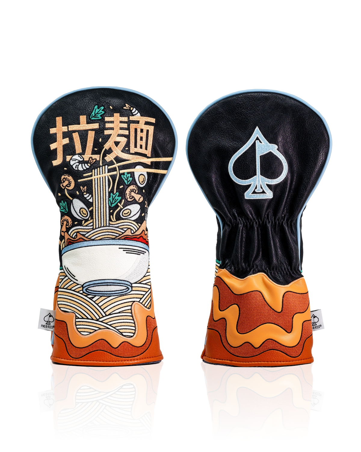Bold ramen-themed driver cover featuring vibrant graphics and a unique design, perfect for golfers wanting to stand out.