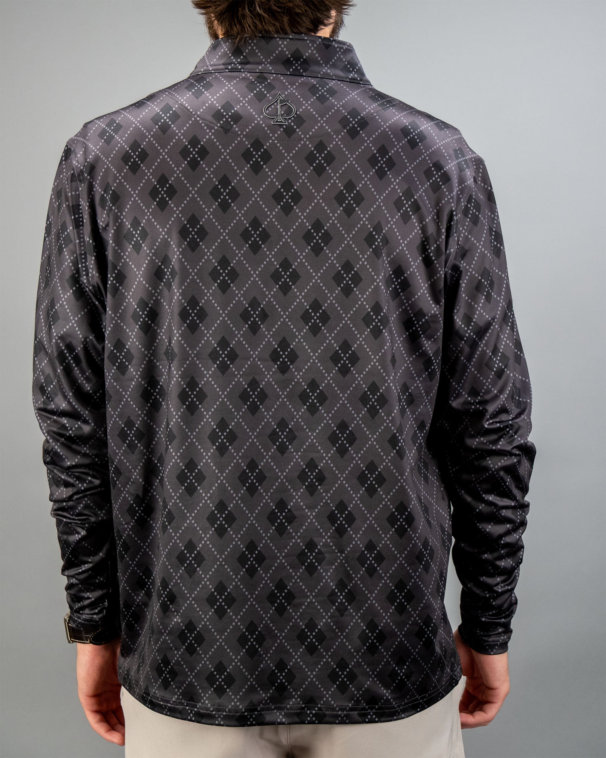 Men's London Fog pullover featuring a stylish diamond pattern in dark tones, designed for comfort and versatility.