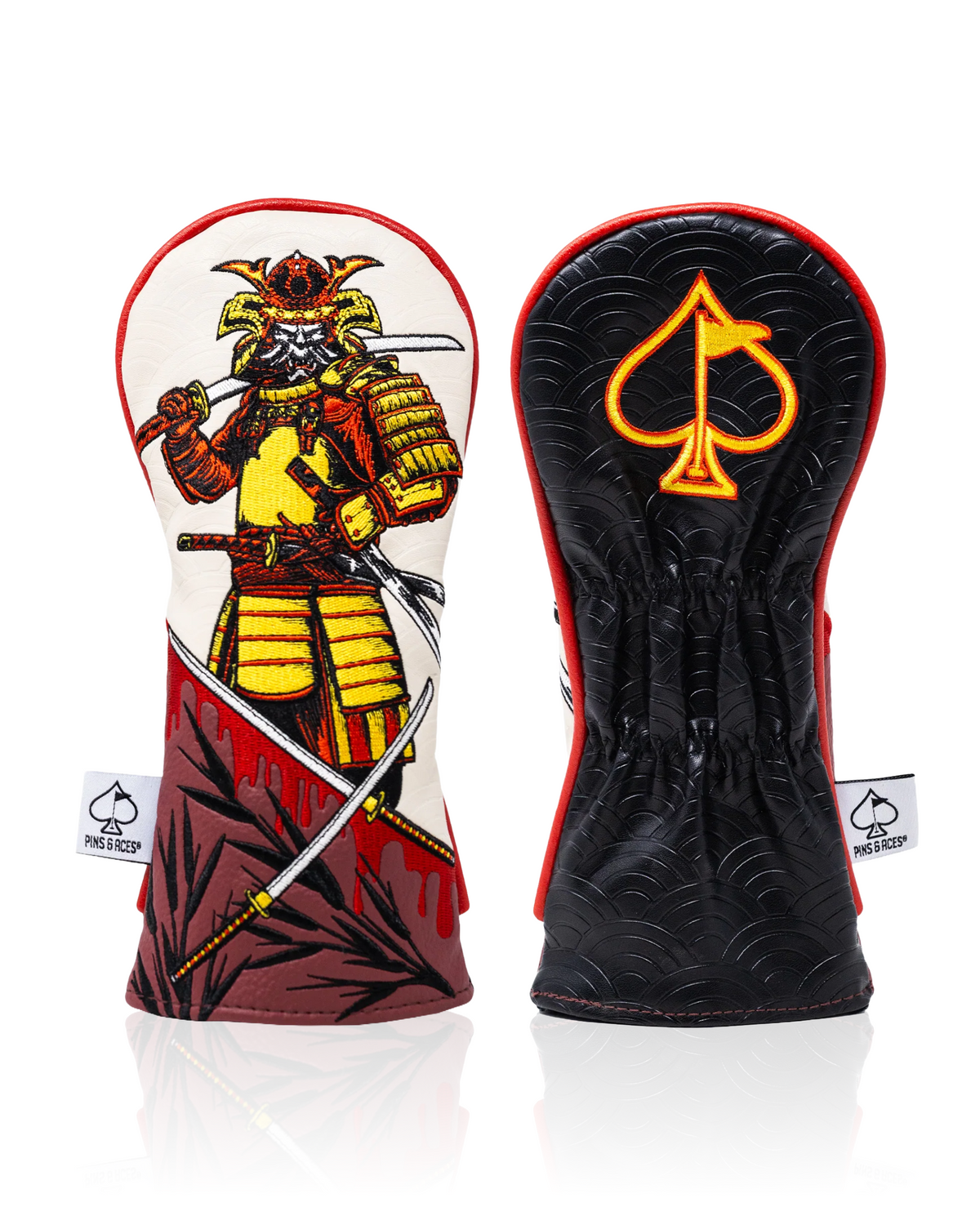 Bold hybrid golf cover featuring a samurai design with vibrant colors and intricate detailing, perfect for standout style on the course.