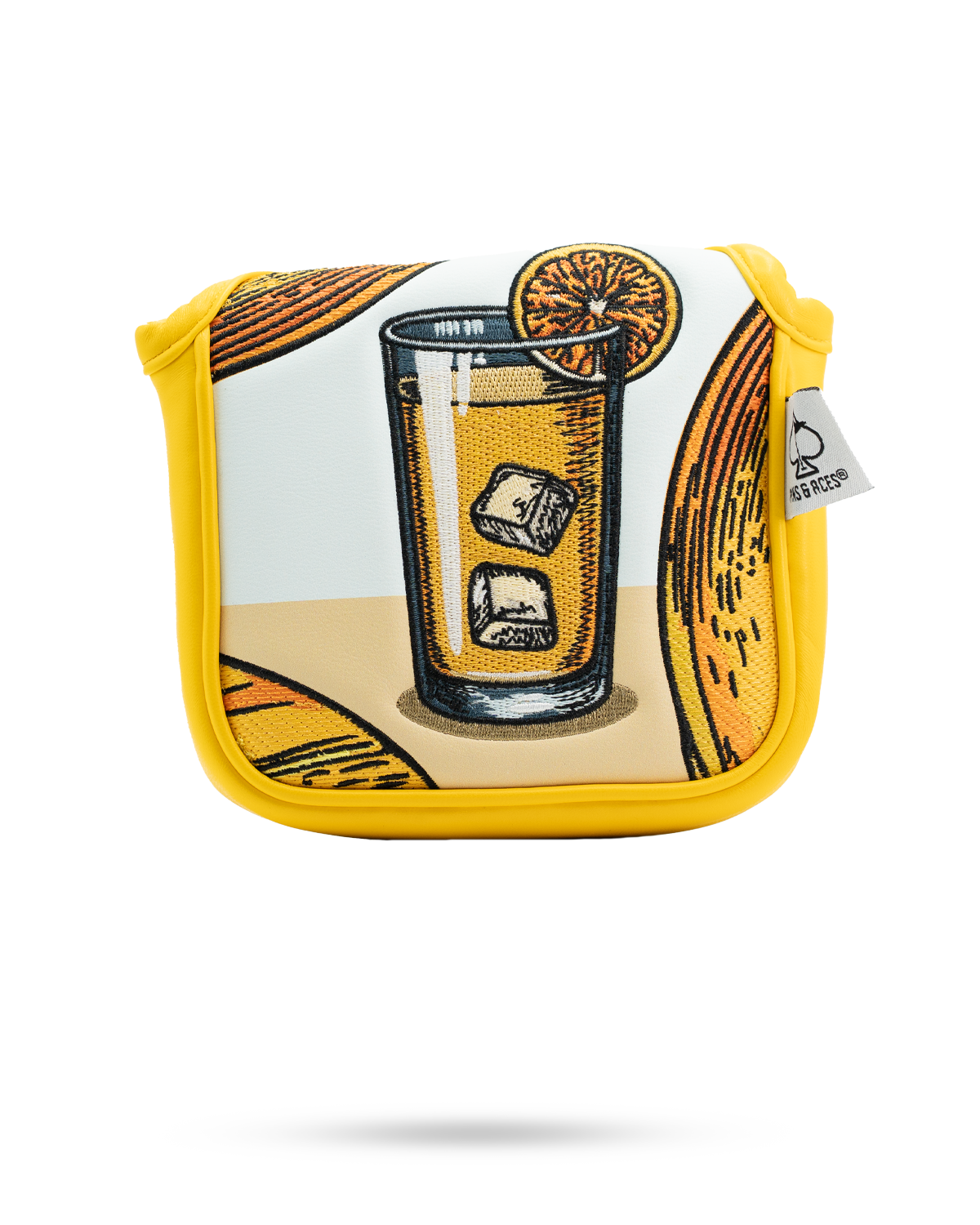 Vibrant mallet putter cover featuring a cocktail illustration, designed to protect and style your golf equipment.