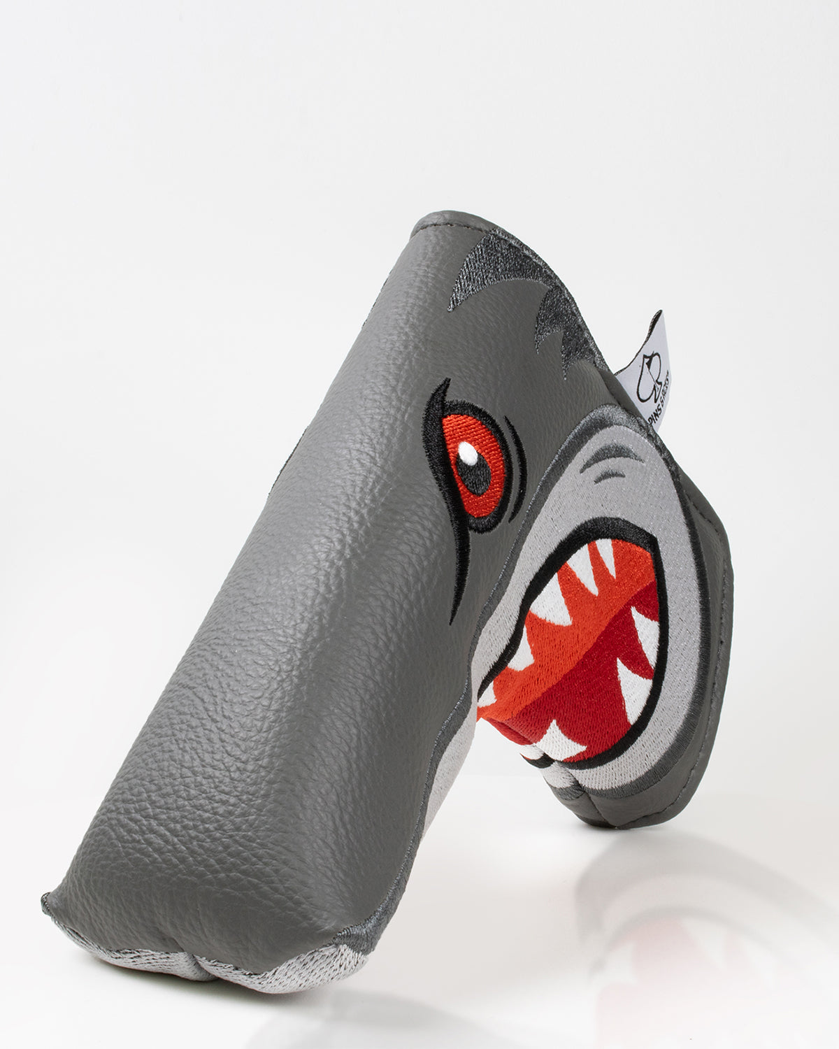 Hammerhead Blade Putter Cover featuring a shark design with vibrant colors and a secure fit, ideal for protecting golf putters.