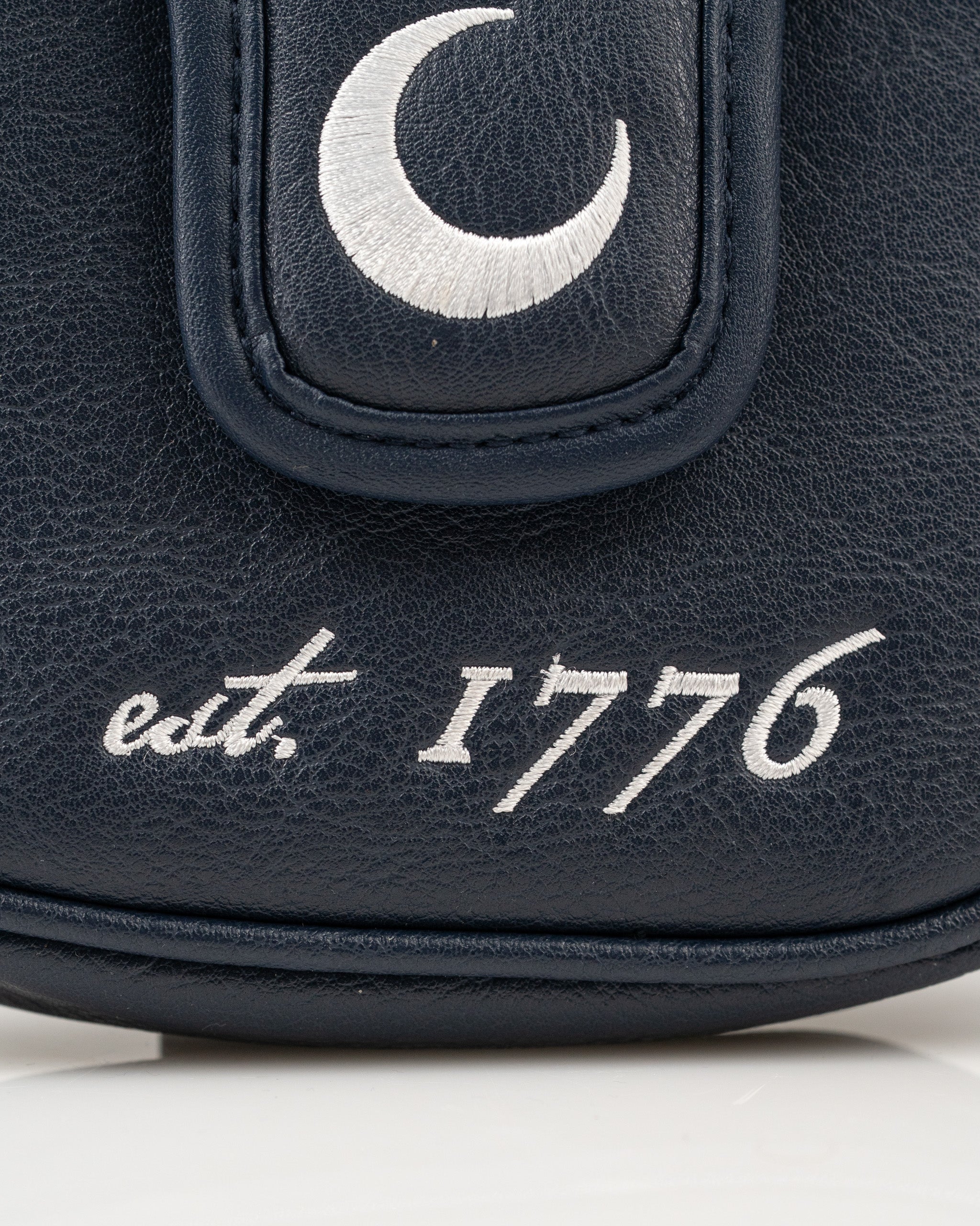 South Carolina State Flag mallet putter cover featuring a crescent moon and "est. 1776" in elegant embroidery.
