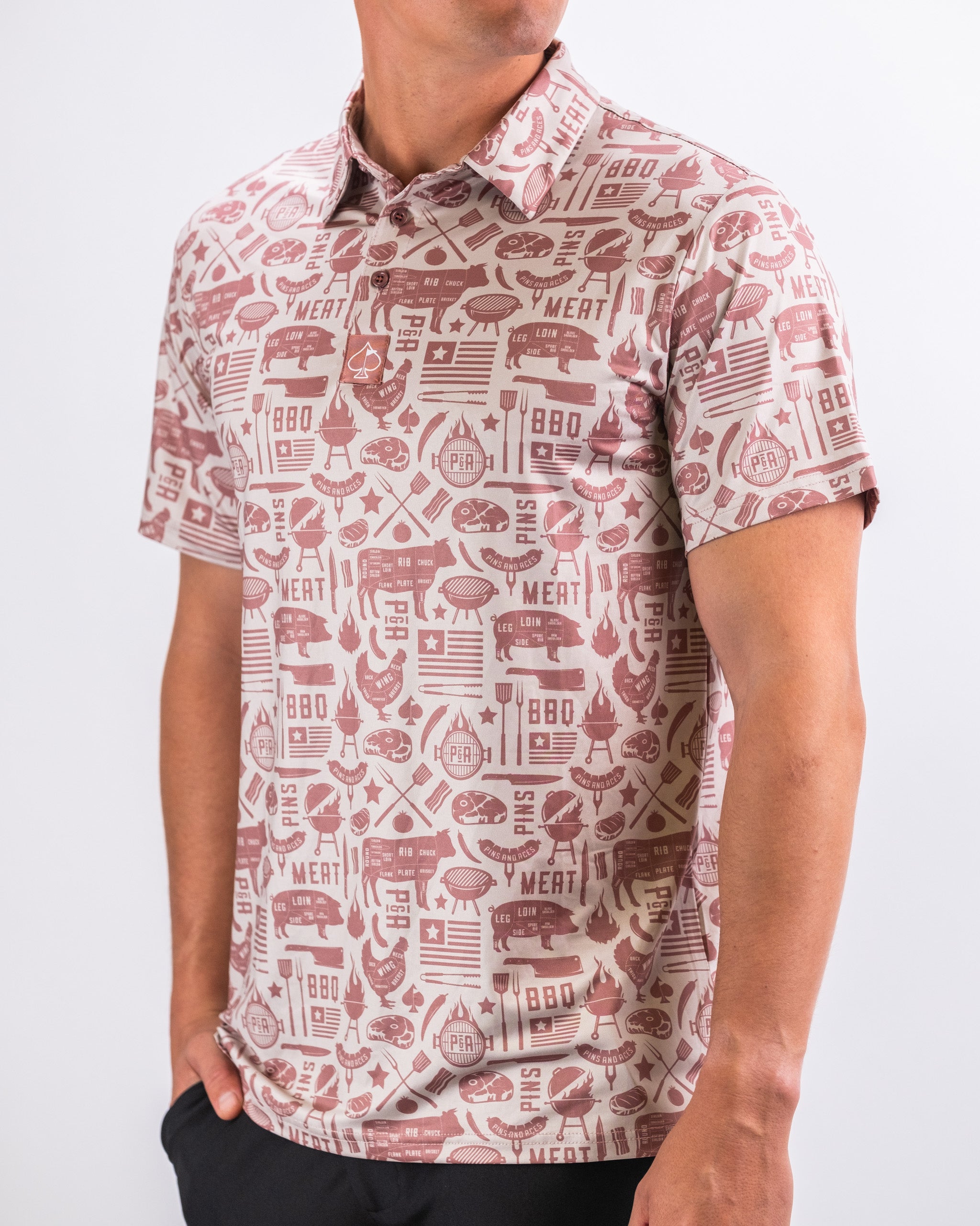 Men's Pitmaster shirt in navy blue, featuring a relaxed fit, short sleeves, and a classic collar, styled for casual wear.