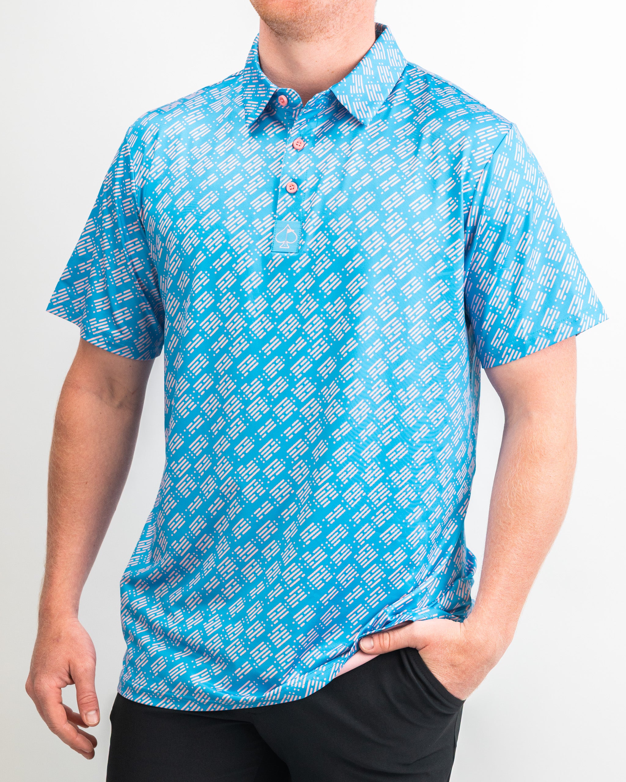 Men's Skyline Dash Blue lightweight jacket displayed on a white background, featuring a zip front and adjustable hood.