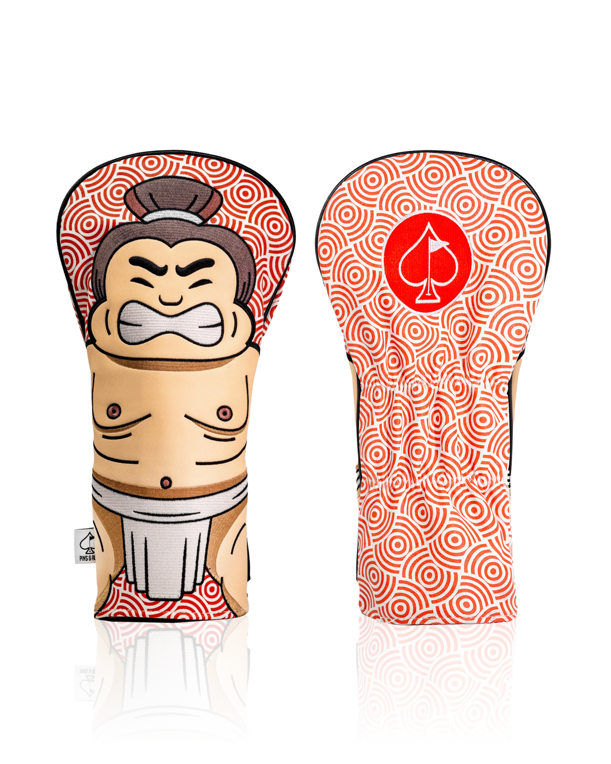 Bold sumo wrestler driver cover featuring a playful design with vibrant patterns, perfect for golfers seeking unique style.
