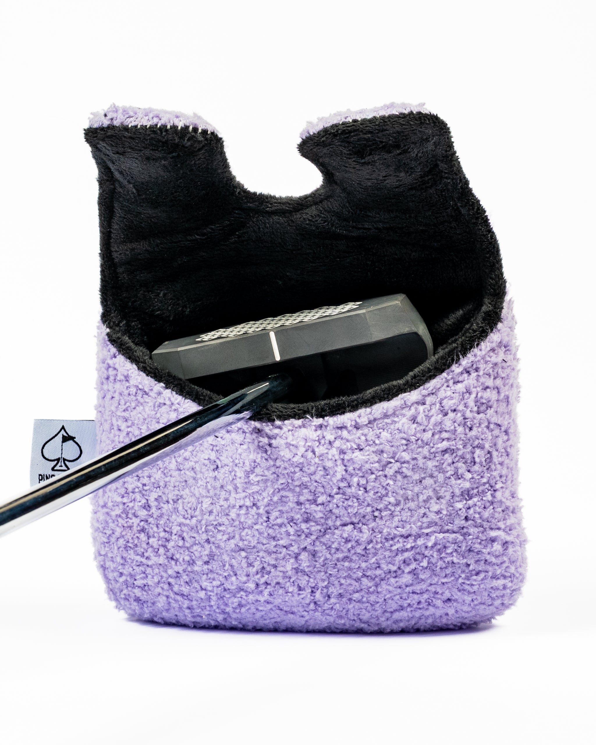 South Park Towelie center shaft mallet putter cover in purple with soft interior, designed for golfers seeking unique accessories.