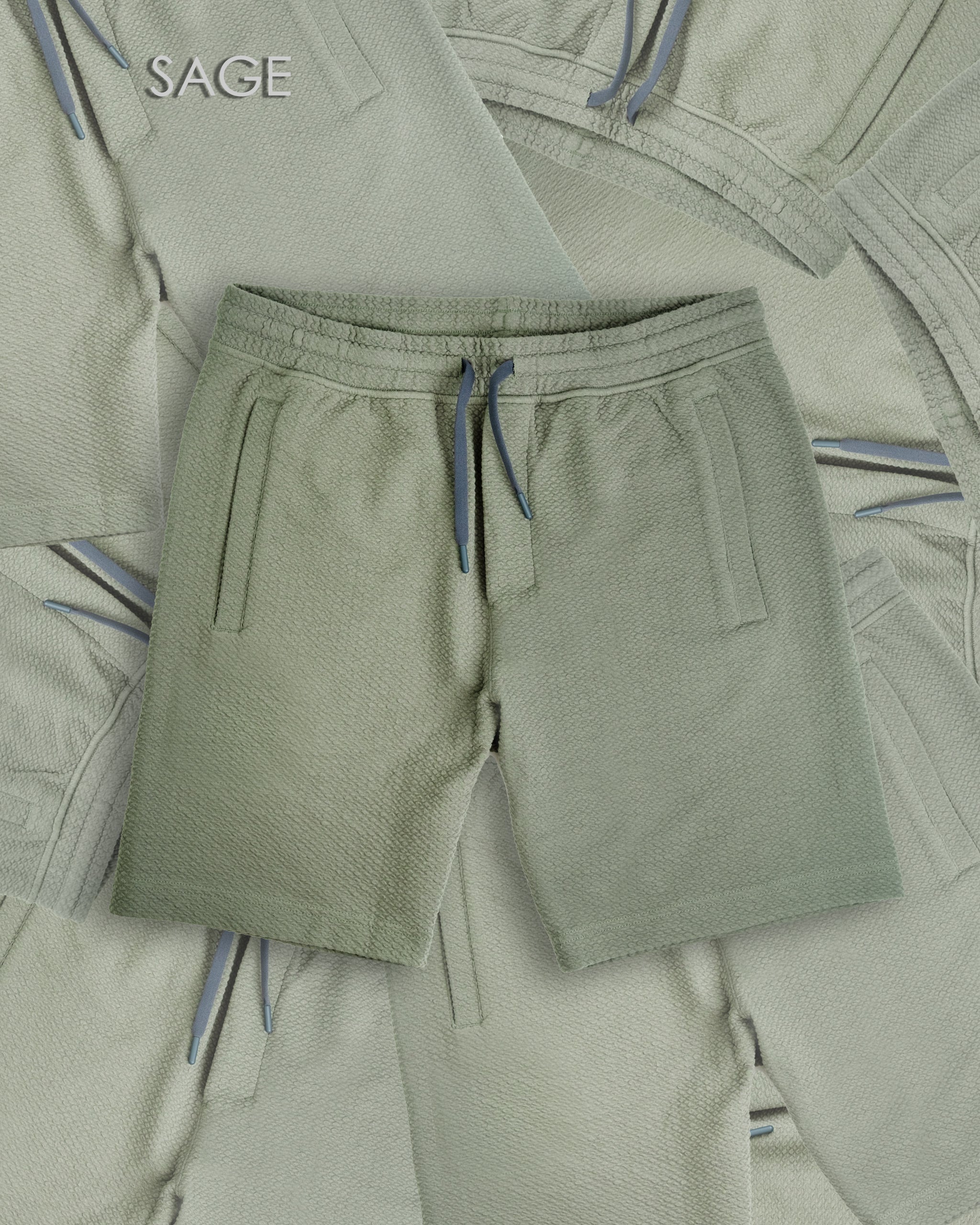 Player Preferred™ Waffleknit Shorts in Sage green, showcasing a textured fabric and relaxed fit, ideal for casual wear.