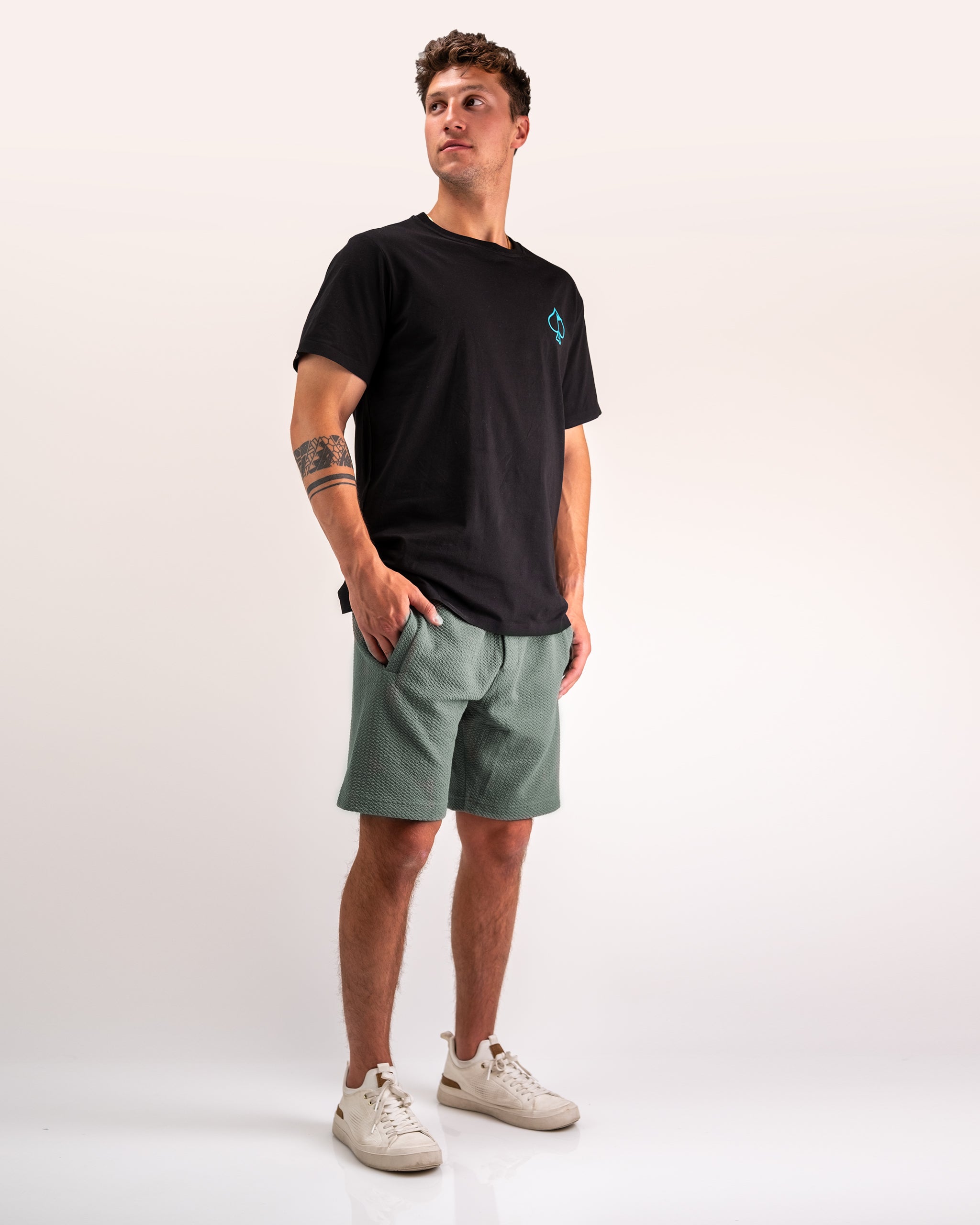 Player Preferred™ Waffleknit Shorts in Sage green, showcasing a comfortable, relaxed fit and textured fabric.