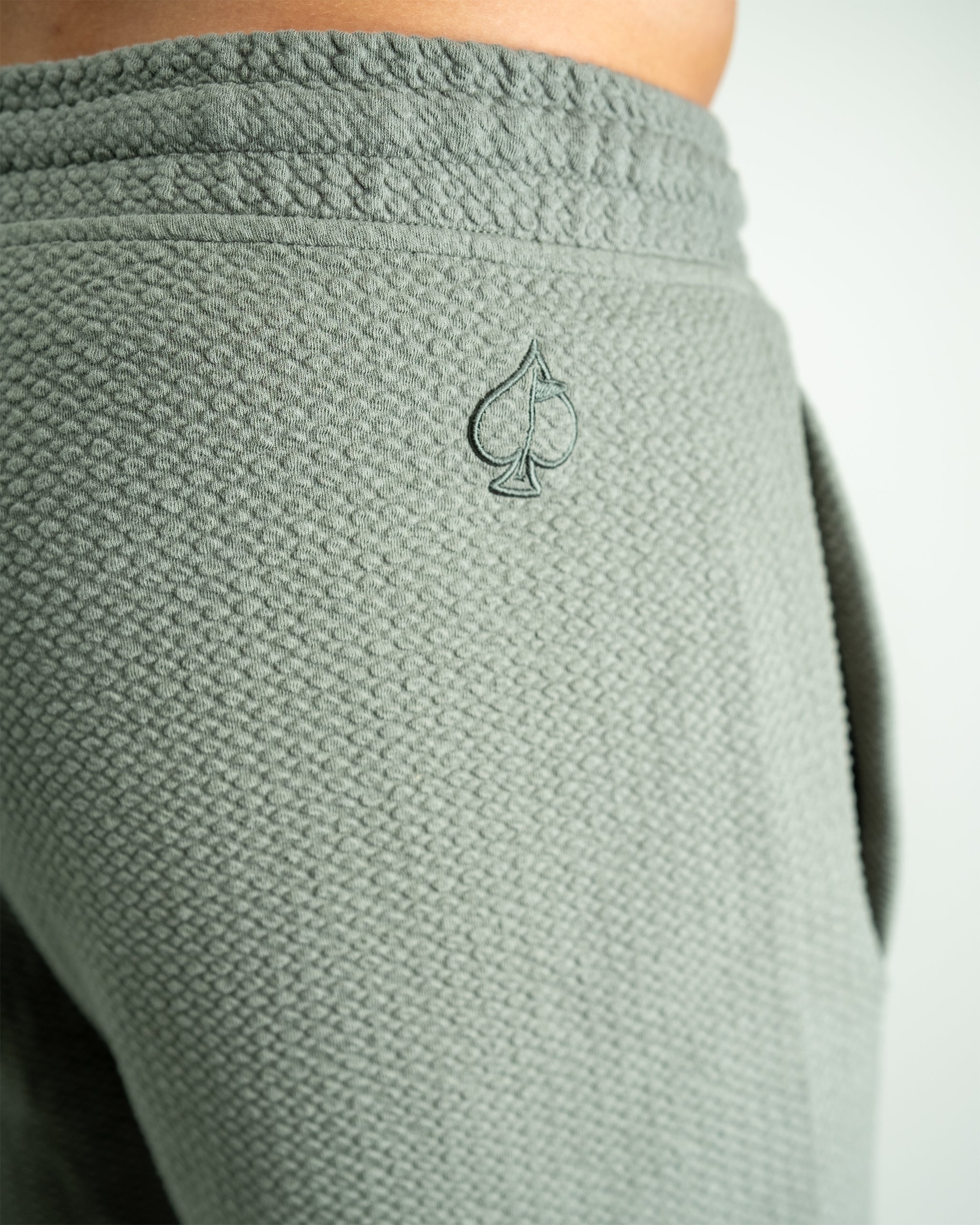 Player Preferred™ Waffleknit Shorts in sage green, featuring a relaxed fit and textured fabric.