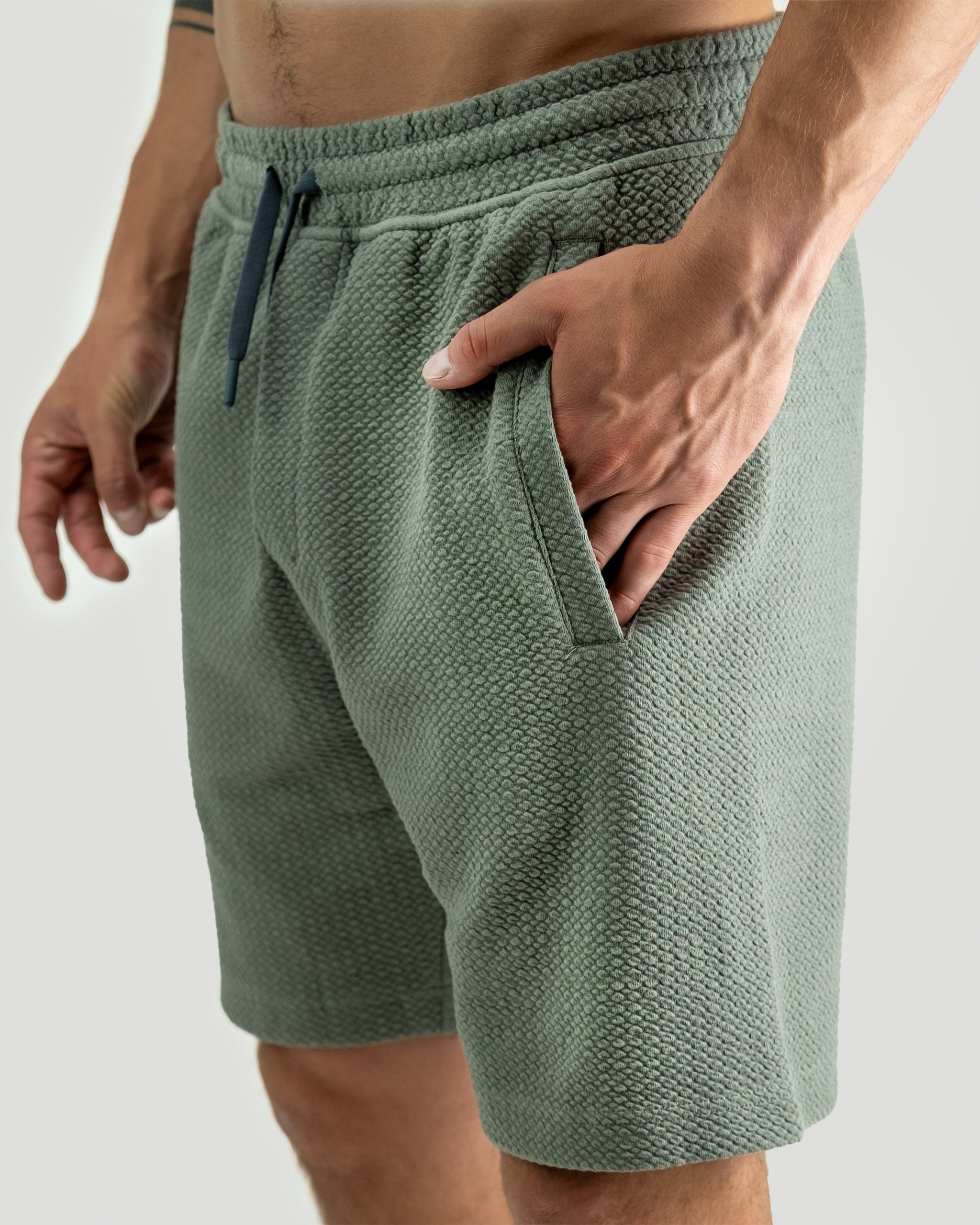 Player Preferred™ Waffleknit Shorts in Sage green with textured fabric detailing.
