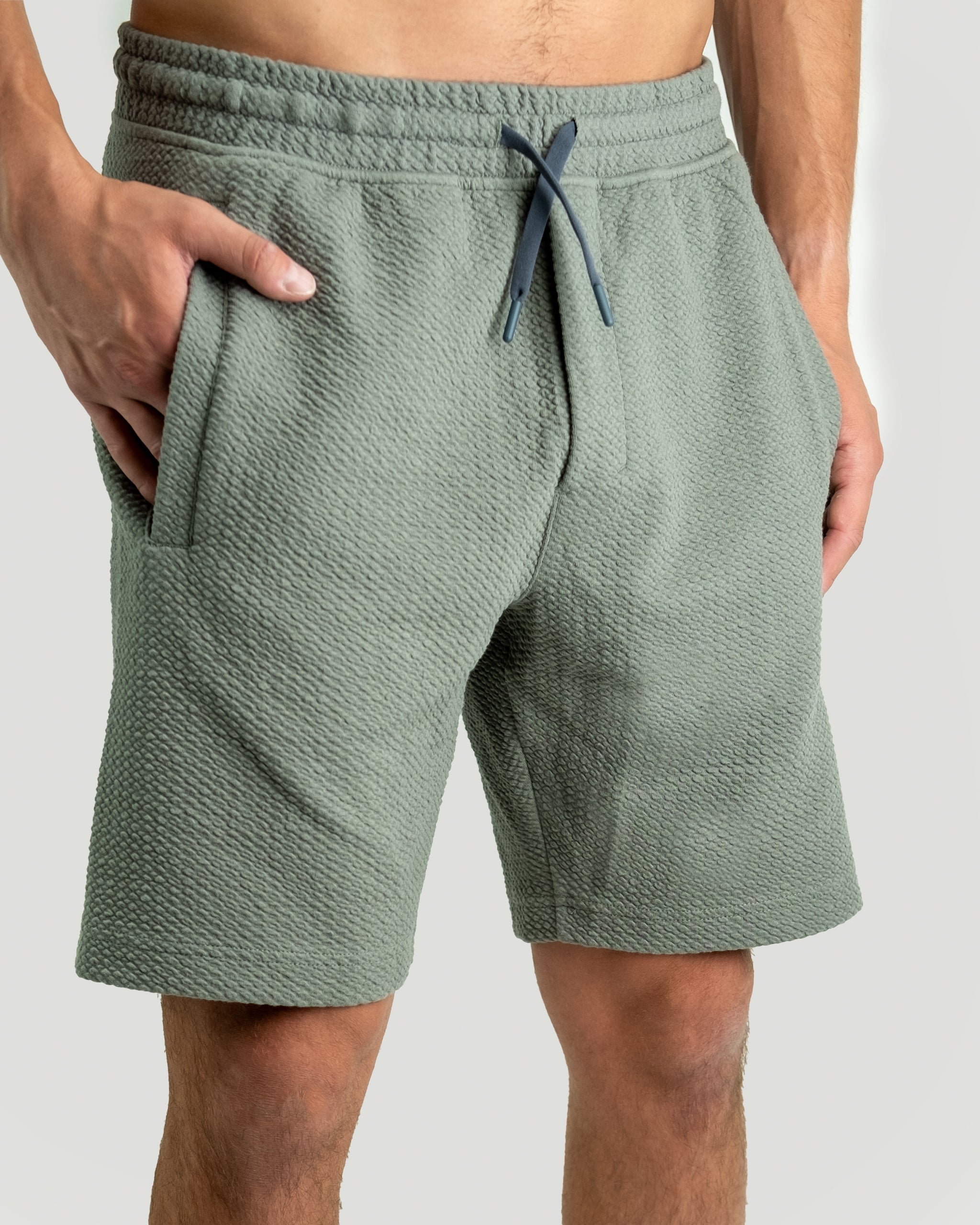 Player Preferred™ Waffleknit Shorts in Sage Green, showcasing a comfortable and stylish design perfect for casual wear.