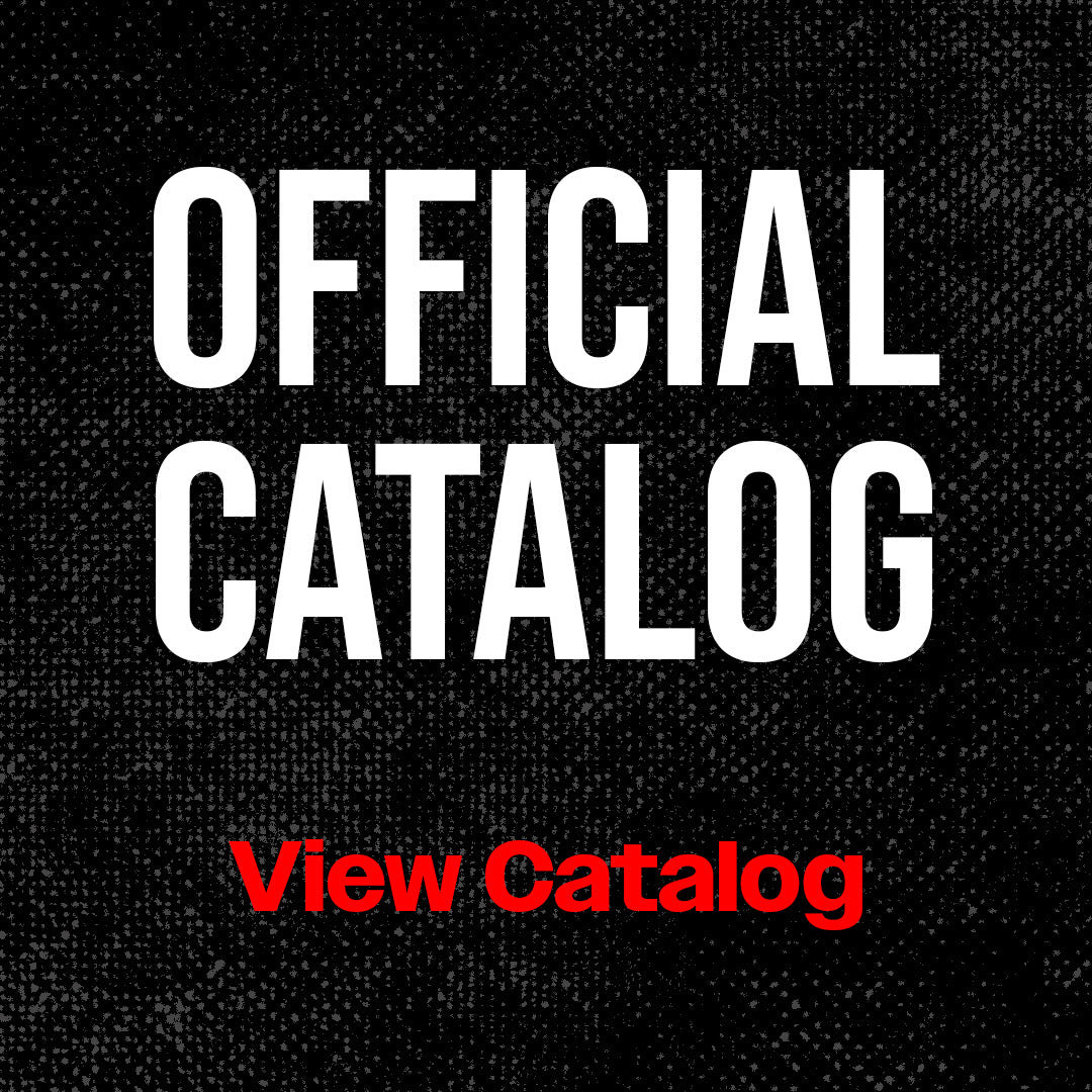 Black background with white text "Official Catalog" and red "View Catalog" button, promoting bold golf apparel and accesso...