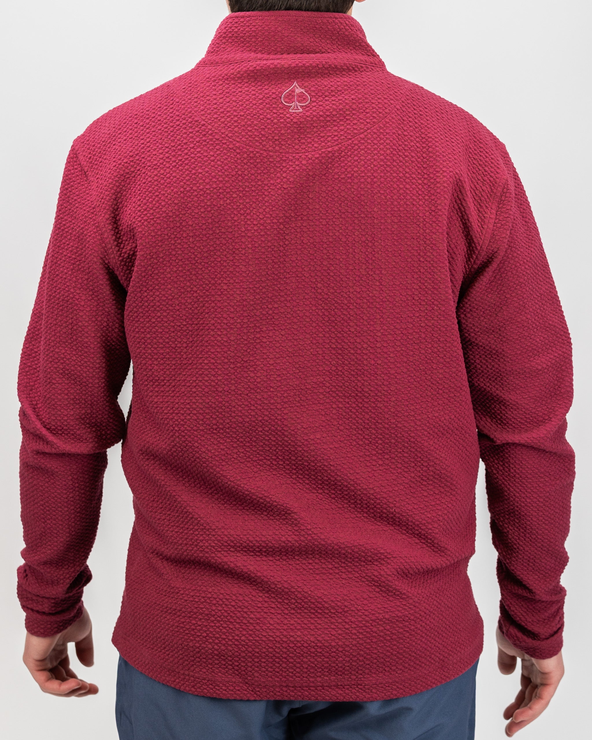 Player Preferred™ Waffle Knit Pullover in Merlot, featuring a textured knit design and long sleeves.