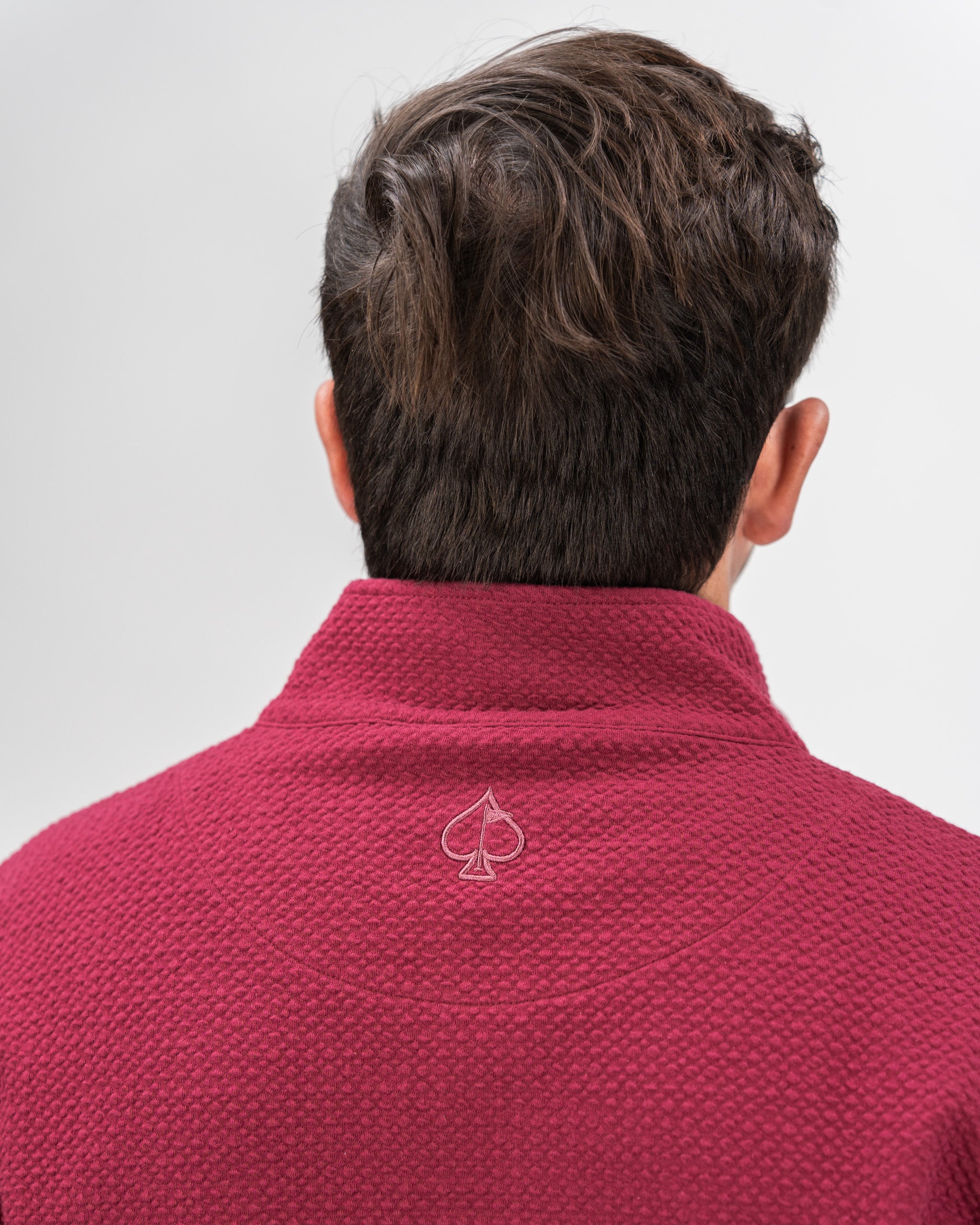 Player Preferred™ Waffle Knit Pullover in Merlot, featuring a textured fabric and relaxed fit.