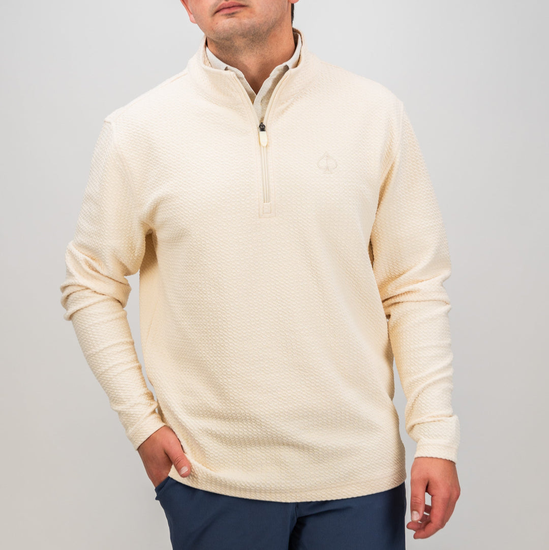 Cream Player Preferred™ Waffle Knit Pullover displayed on a white background, featuring a relaxed fit and textured knit pattern.