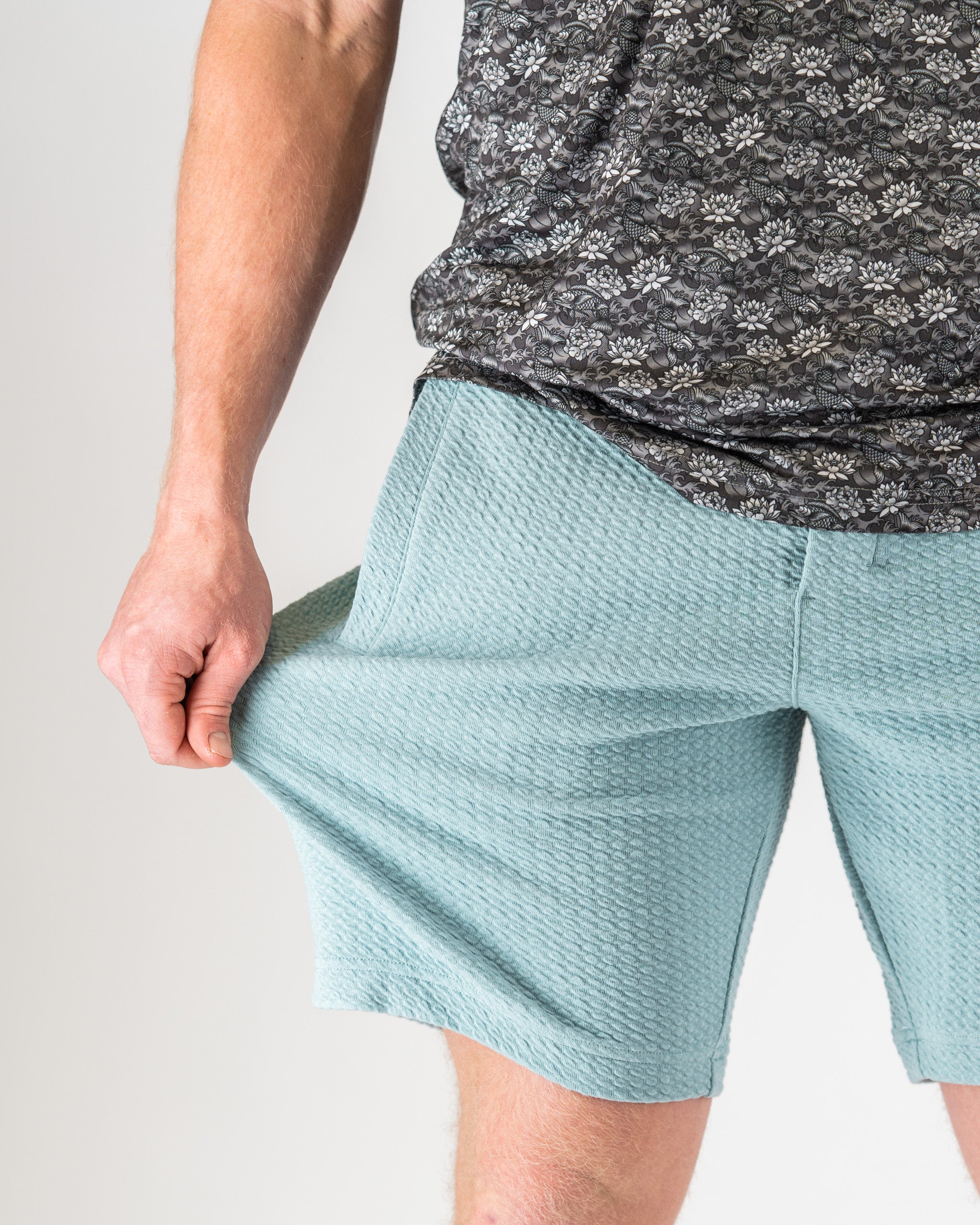 Player Preferred™ Waffle Knit Shorts in Blue Gray, showcasing a textured fabric and comfortable fit.
