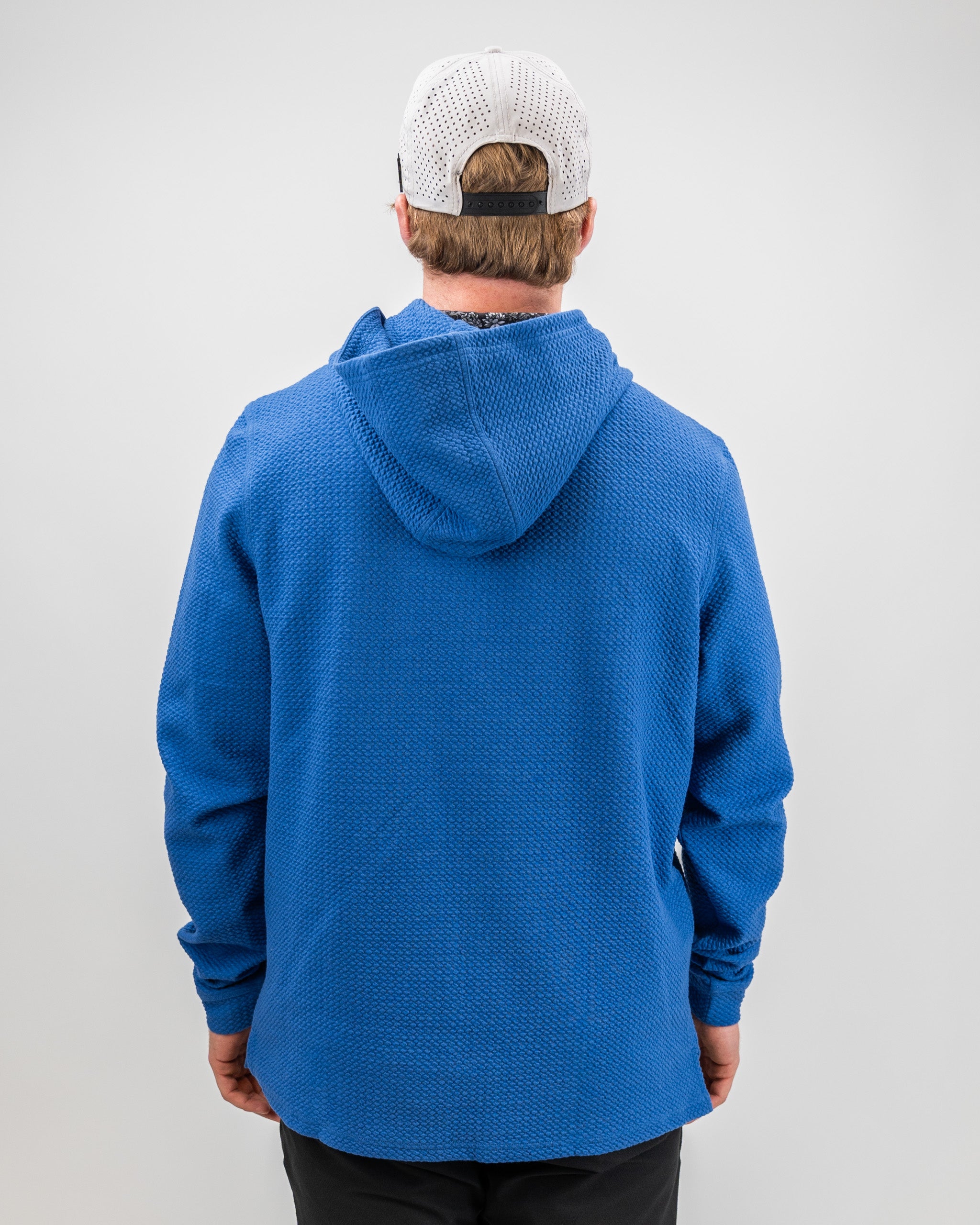 Player Preferred™ Waffle Knit Hoodie in Cobalt blue, featuring a textured knit design and a cozy hood.