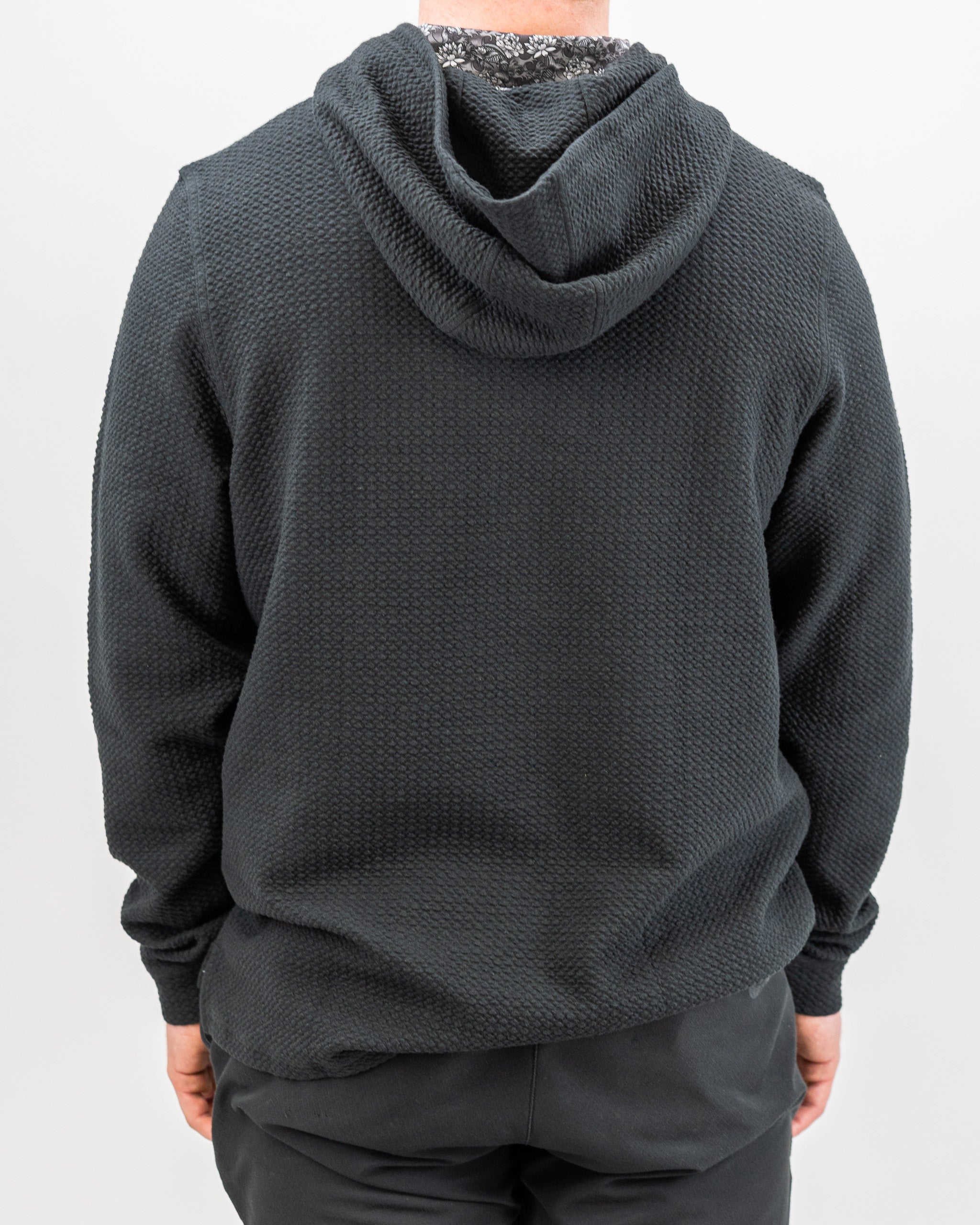 Player Preferred™ Waffle Knit Hoodie in Obsidian, featuring a textured knit design and adjustable drawstring hood.