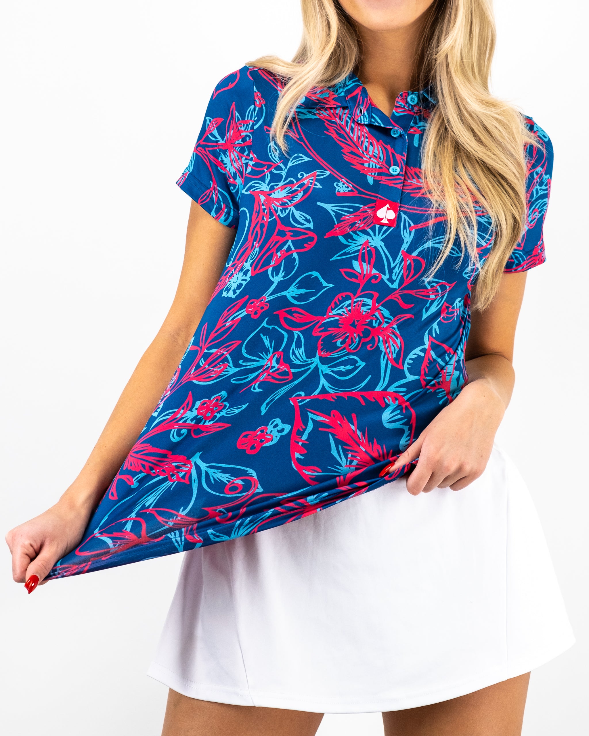 Alt text: "Women's Cabo Colada sleeveless dress featuring a tropical print and relaxed fit, ideal for summer wear."