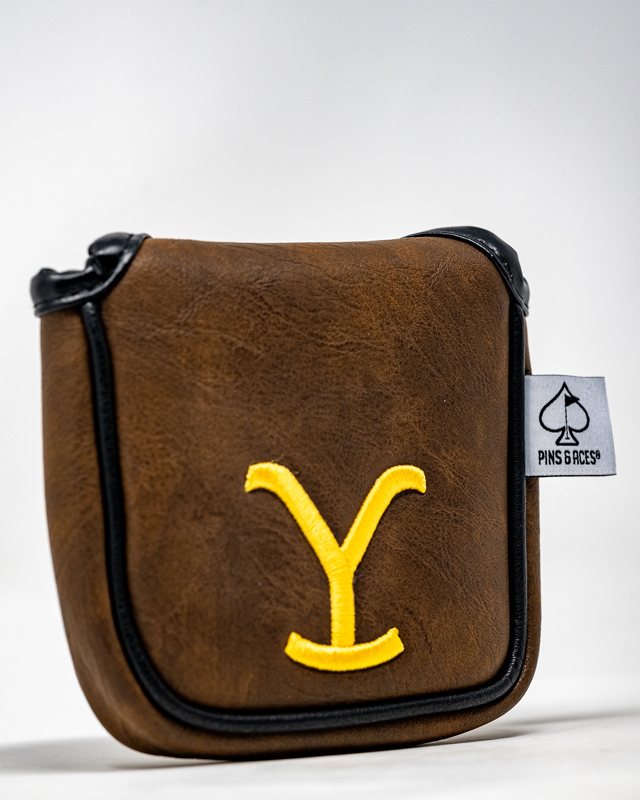 Yellowstone mallet putter cover with a vibrant, colorful design featuring the Yellowstone National Park logo.