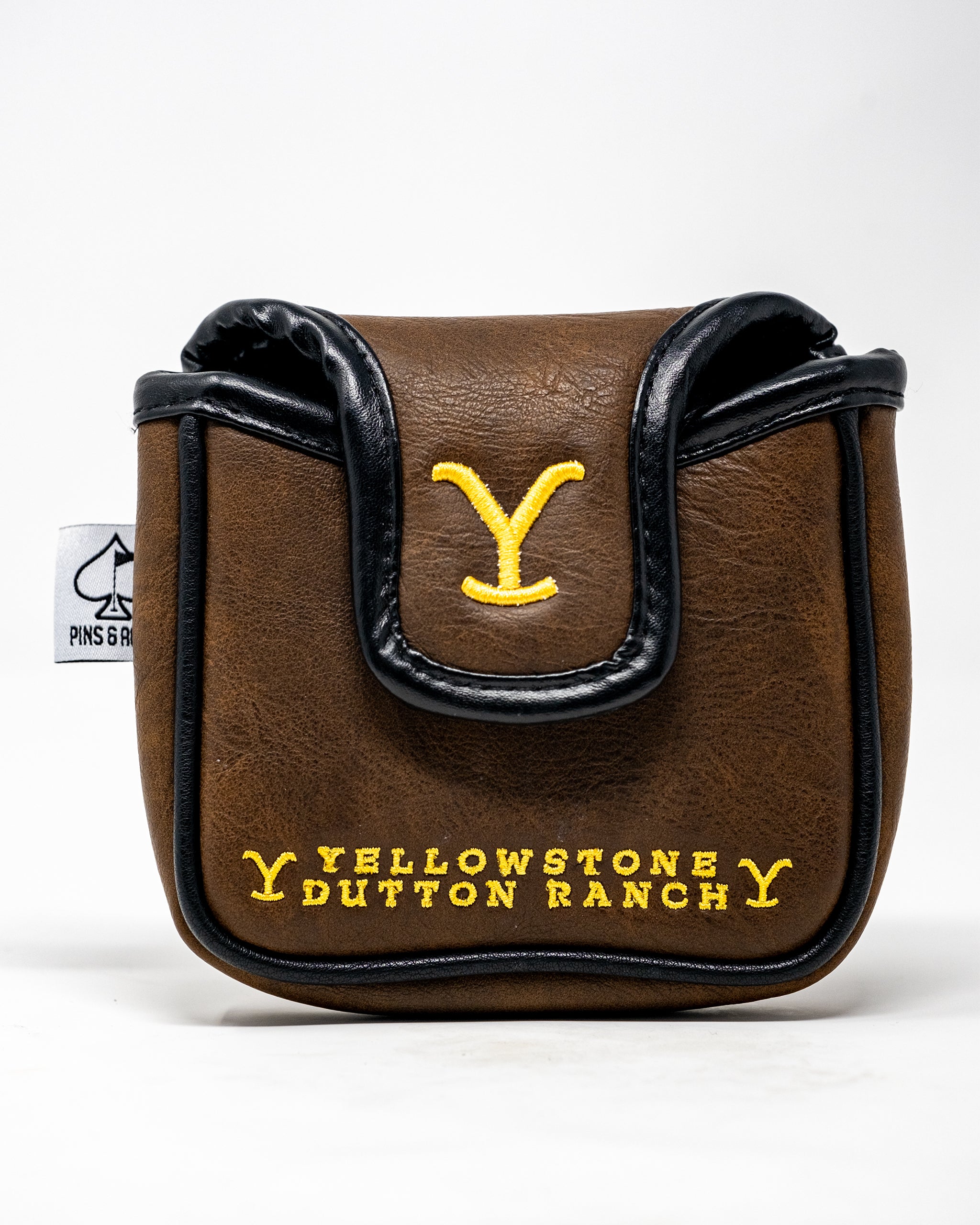 Yellowstone mallet putter cover featuring a vibrant design with mountains and wildlife motifs.