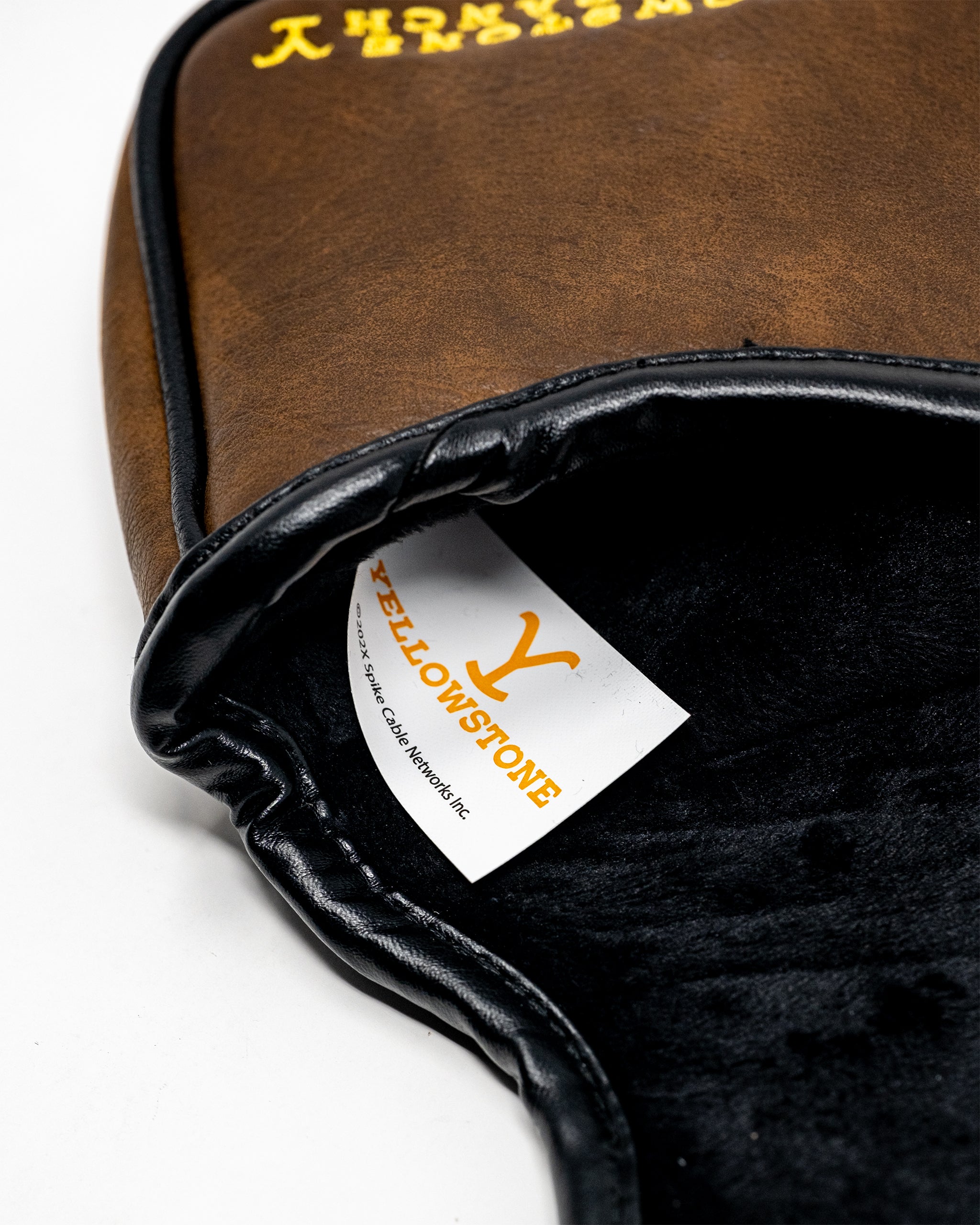 Yellowstone mallet putter cover featuring a vibrant mountain graphic design.