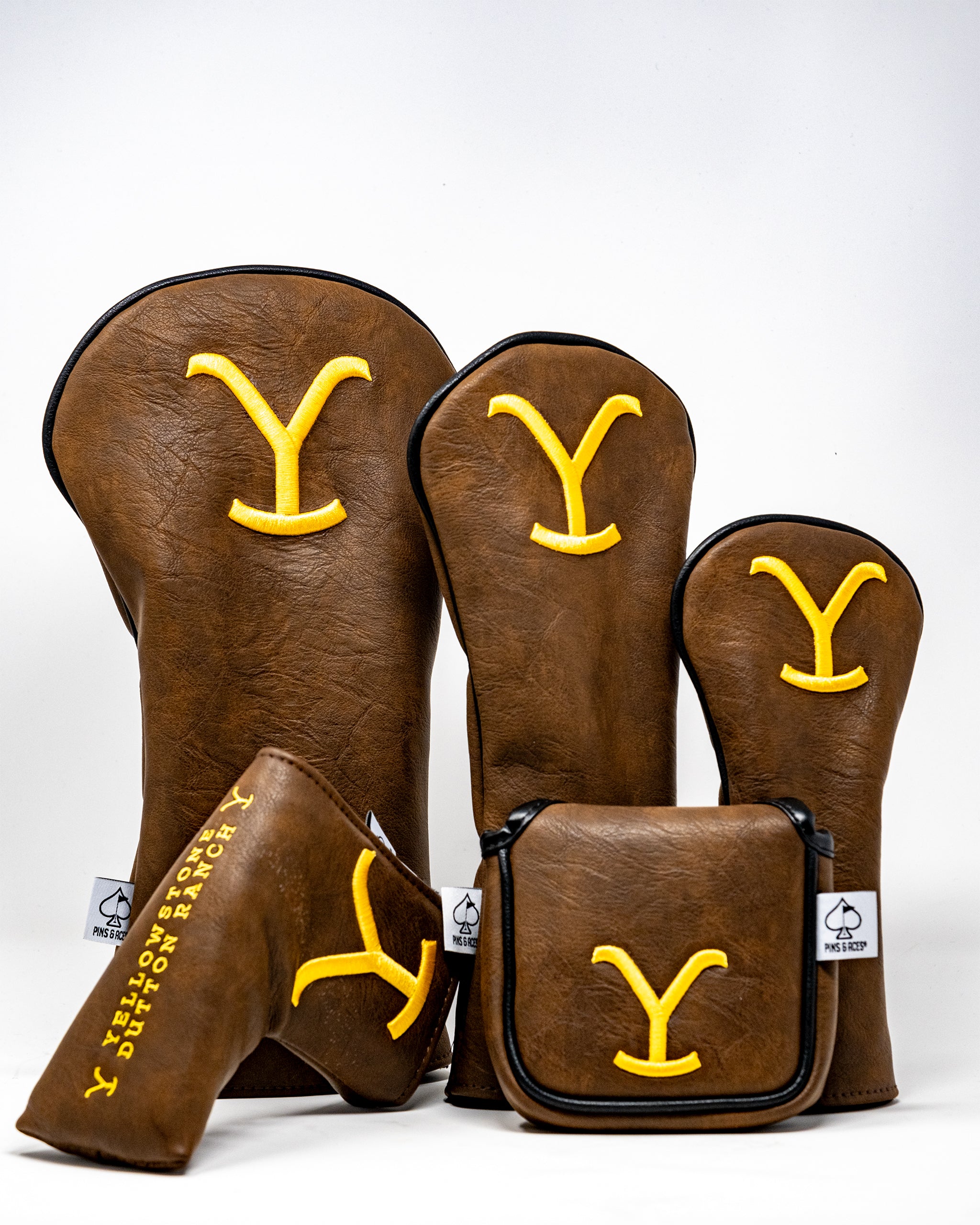 Yellowstone mallet putter cover featuring a sleek design with vibrant colors and a protective fit for golf clubs.