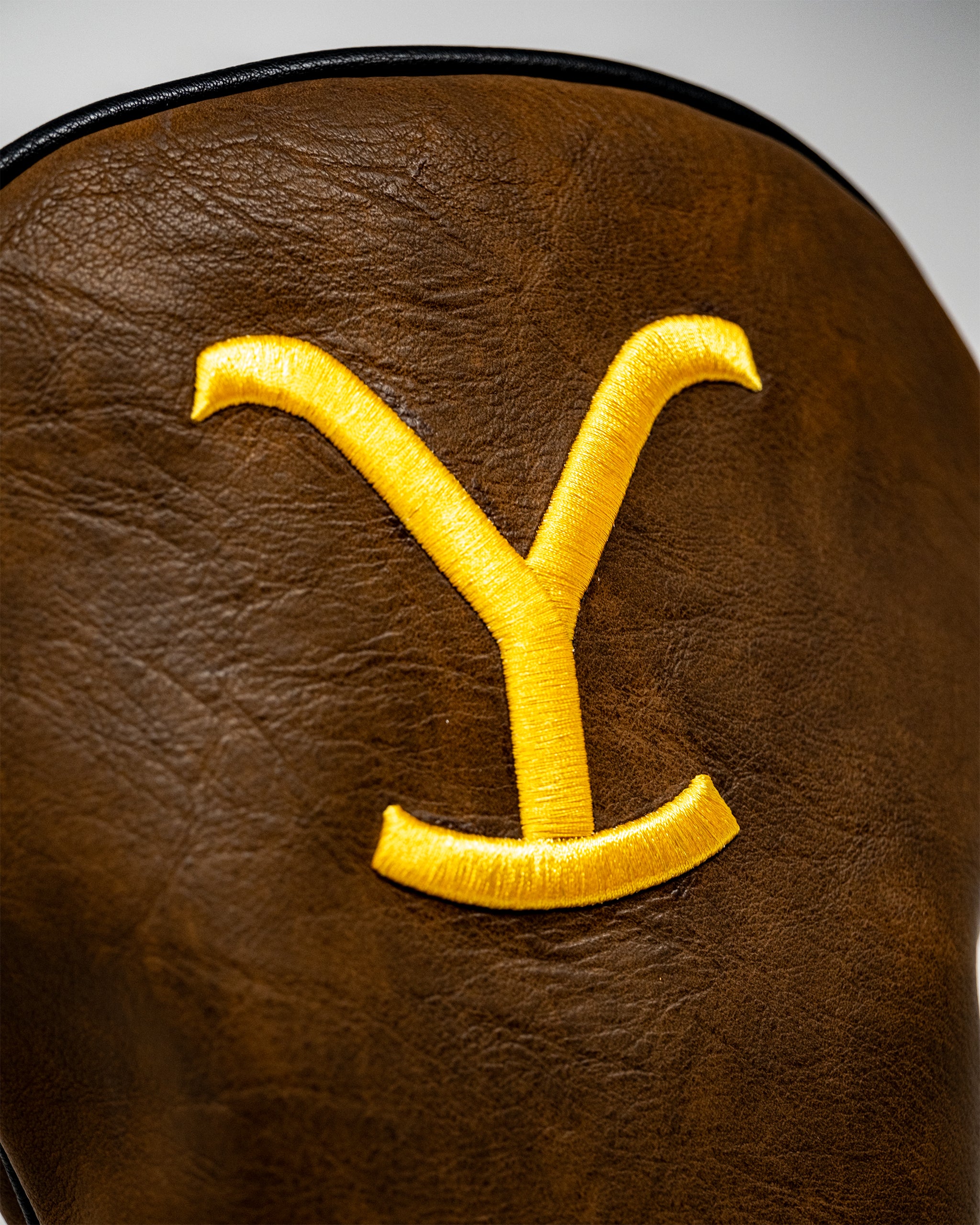 Yellowstone Driver Cover featuring a scenic mountain landscape design with vibrant colors and a soft fabric exterior.