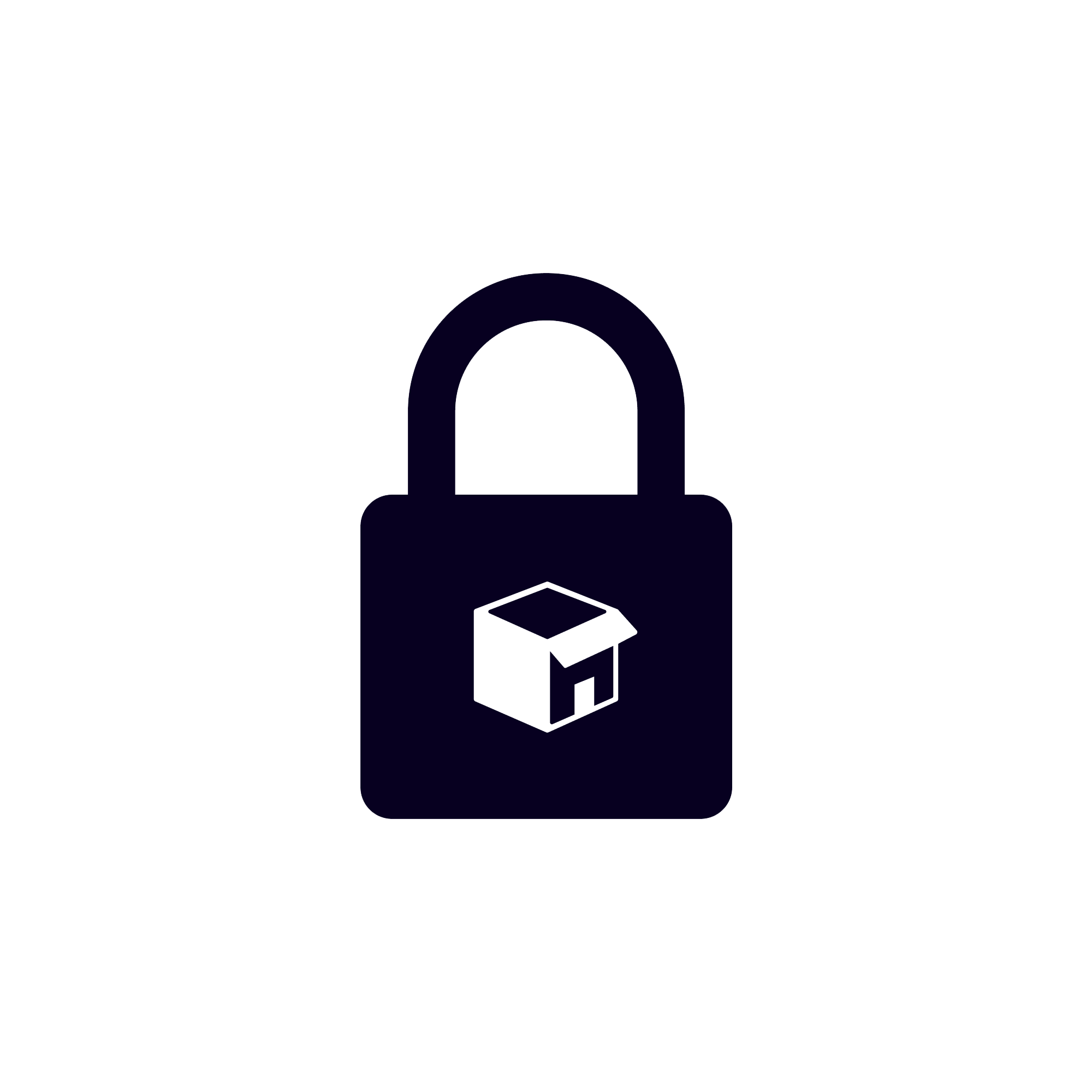 Icon representing secure checkout with a padlock and package, symbolizing skip the line and express shipping for quick delivery.