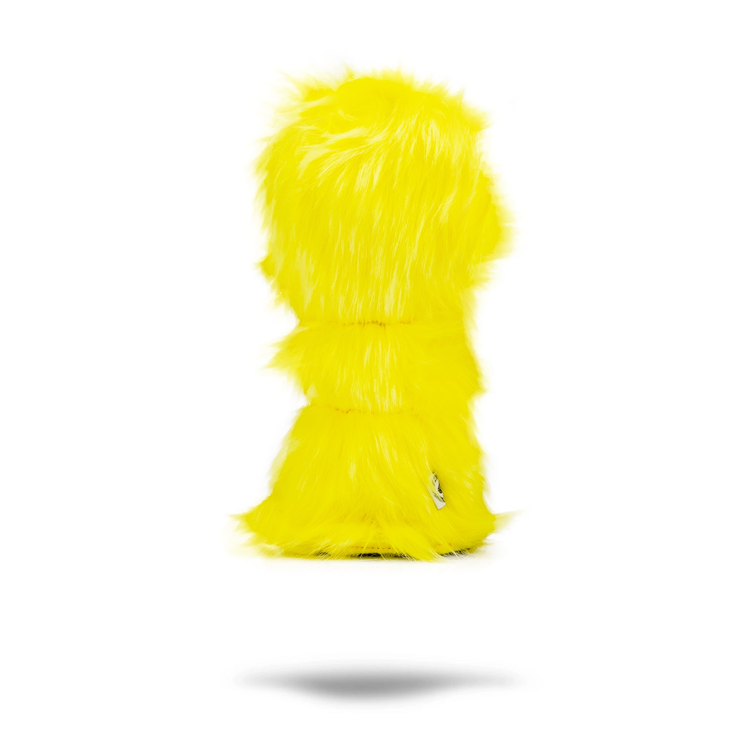 Yellow fuzzy fairway cover with a plush texture and vibrant color, designed for golf clubs.