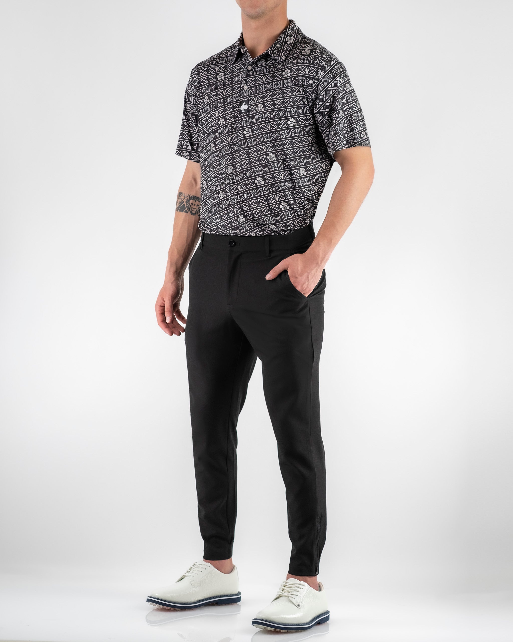 Black Performance Jogger featuring a sleek design and elastic waistband, ideal for exercise and casual wear.