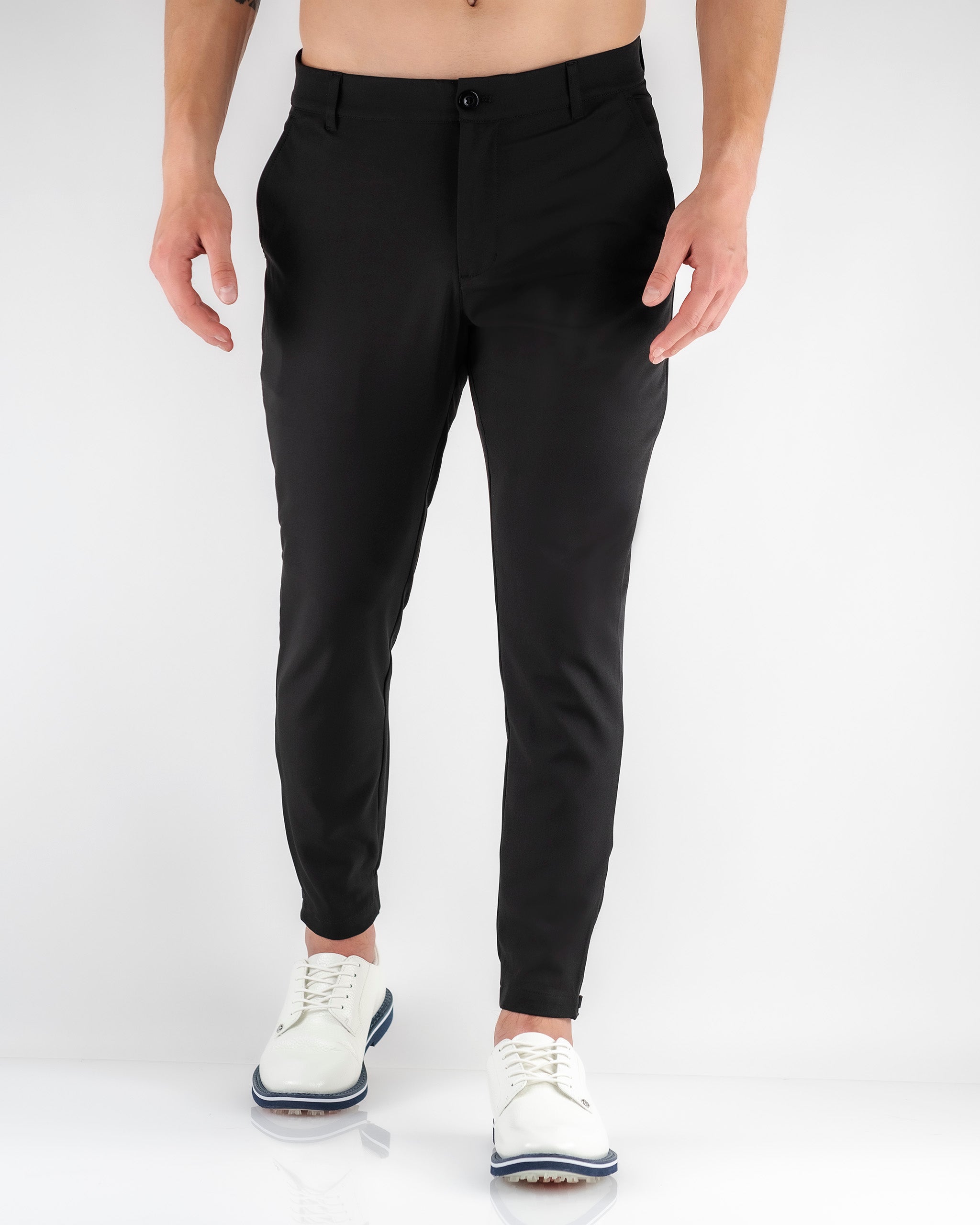 Black Performance Jogger designed for comfort and mobility, featuring a sleek fit and elastic waistband.