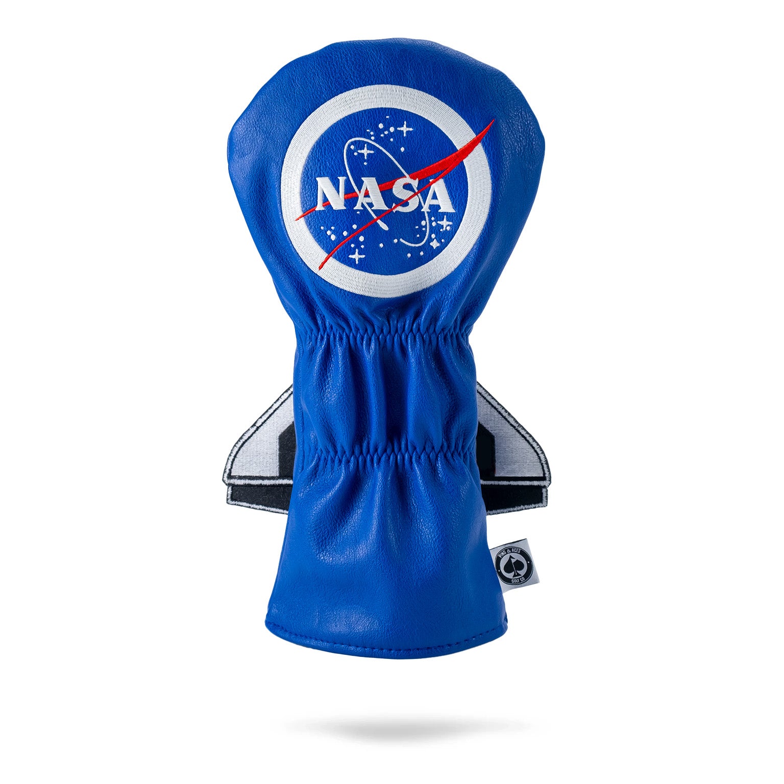NASA Space Shuttle driver cover featuring a colorful design of the shuttle, stars, and NASA logo, ideal for automotive enthusiasts.