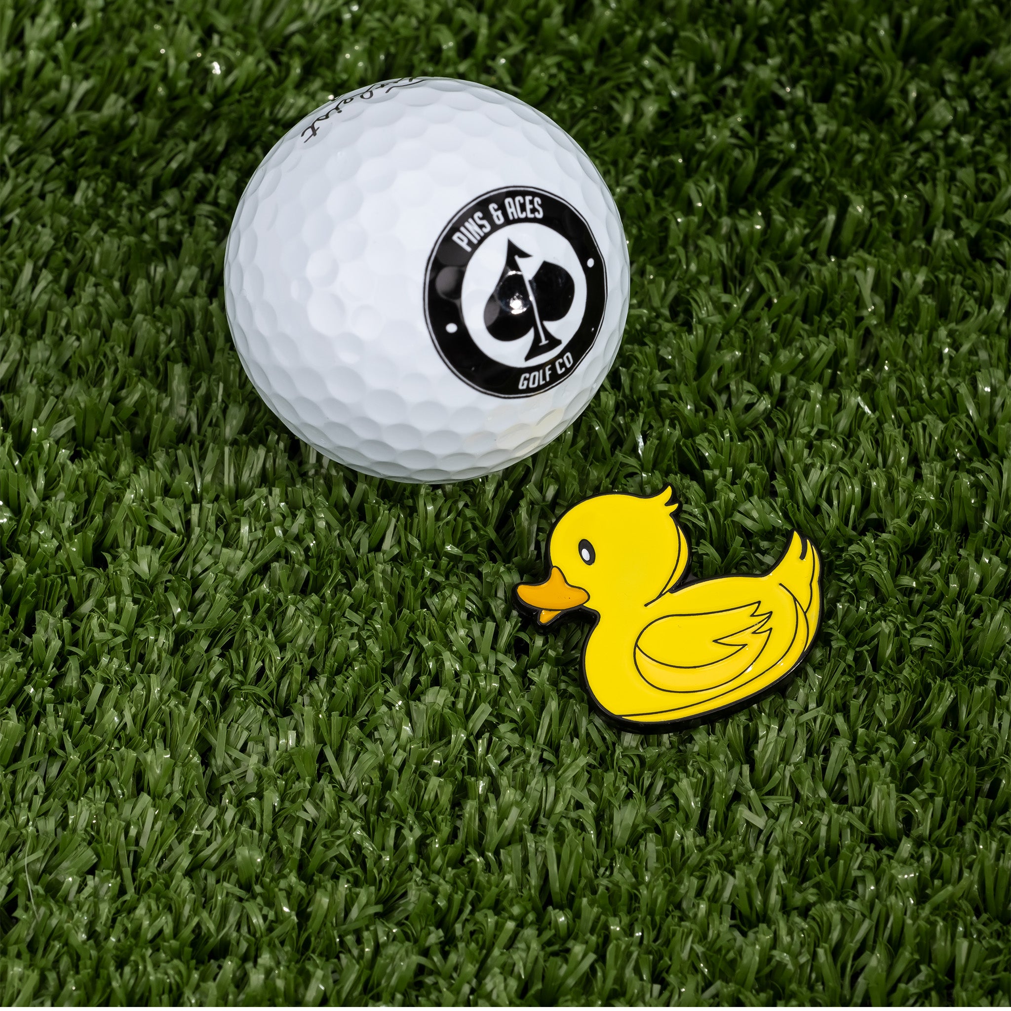 Rubber Ducky Ball Marker in bright yellow with a playful design, featuring a cute duck shape.