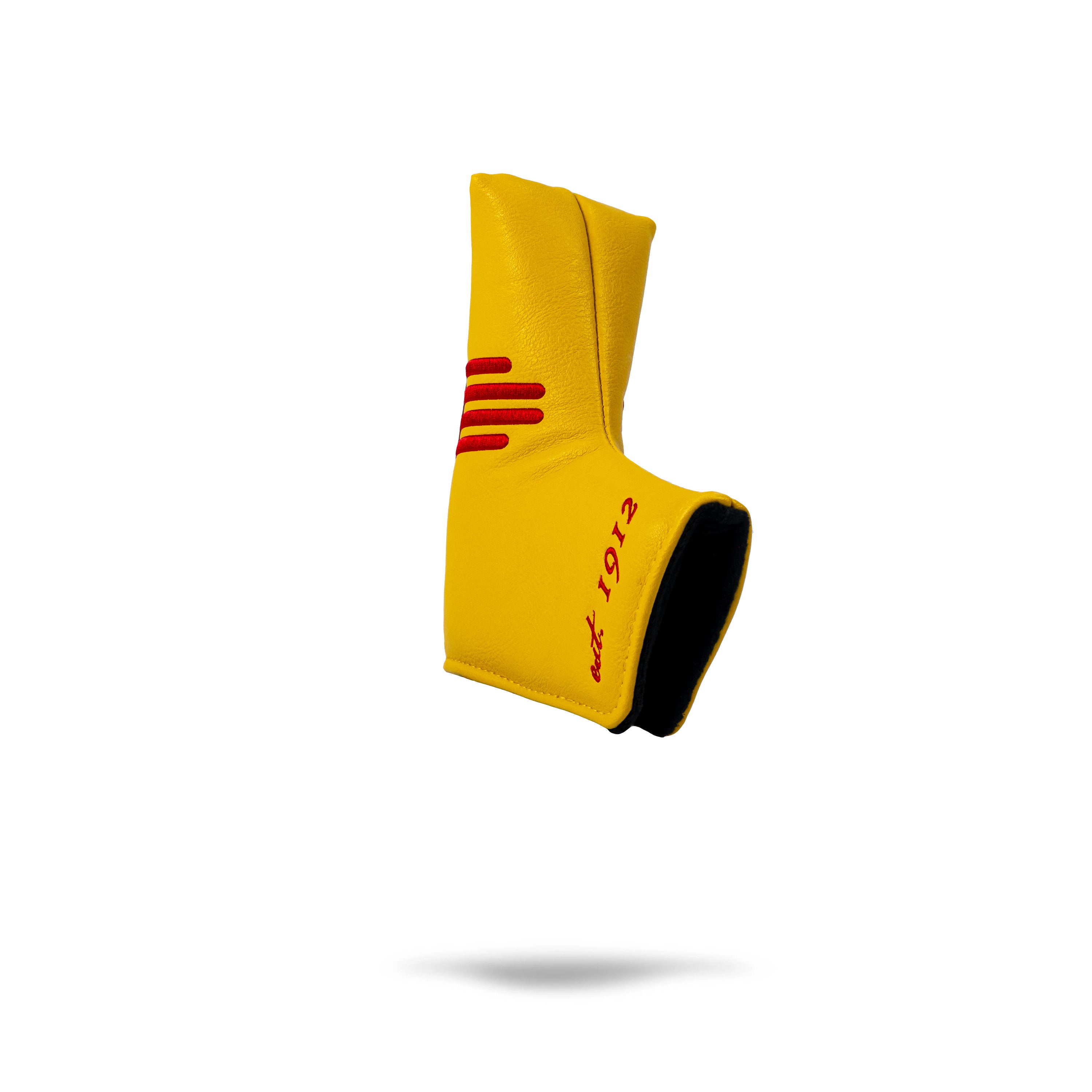 New Mexico State Flag design on a blade putter cover, featuring vibrant red and yellow colors.