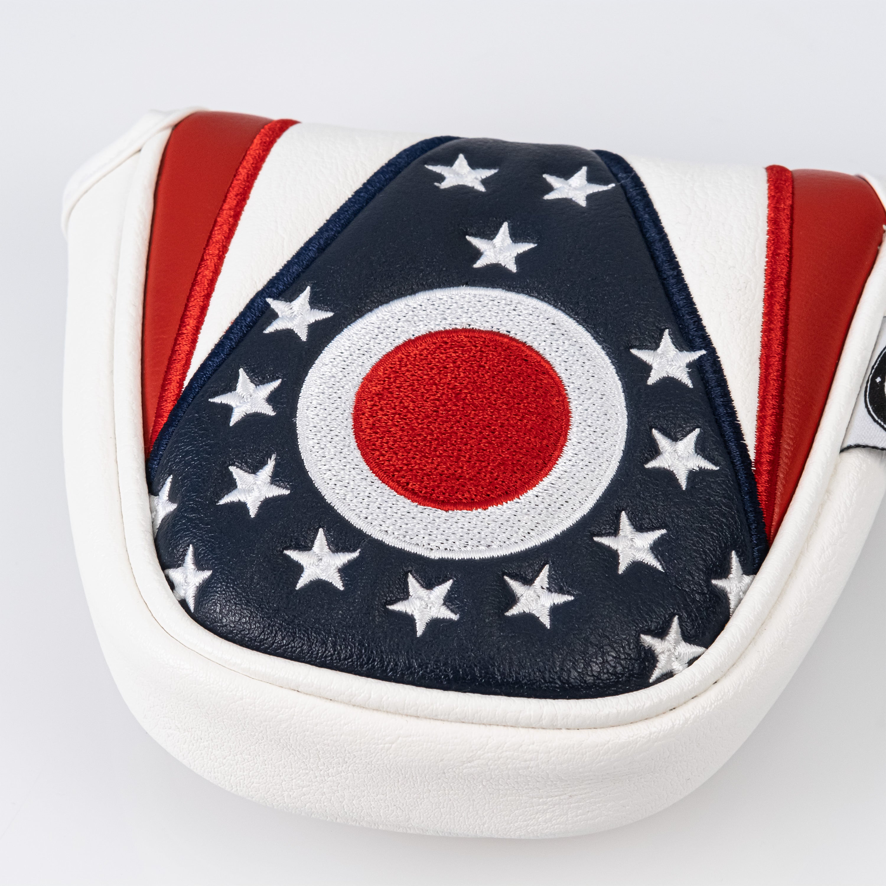 Ohio State Flag design mallet putter cover with embroidered emblem and protective padding.