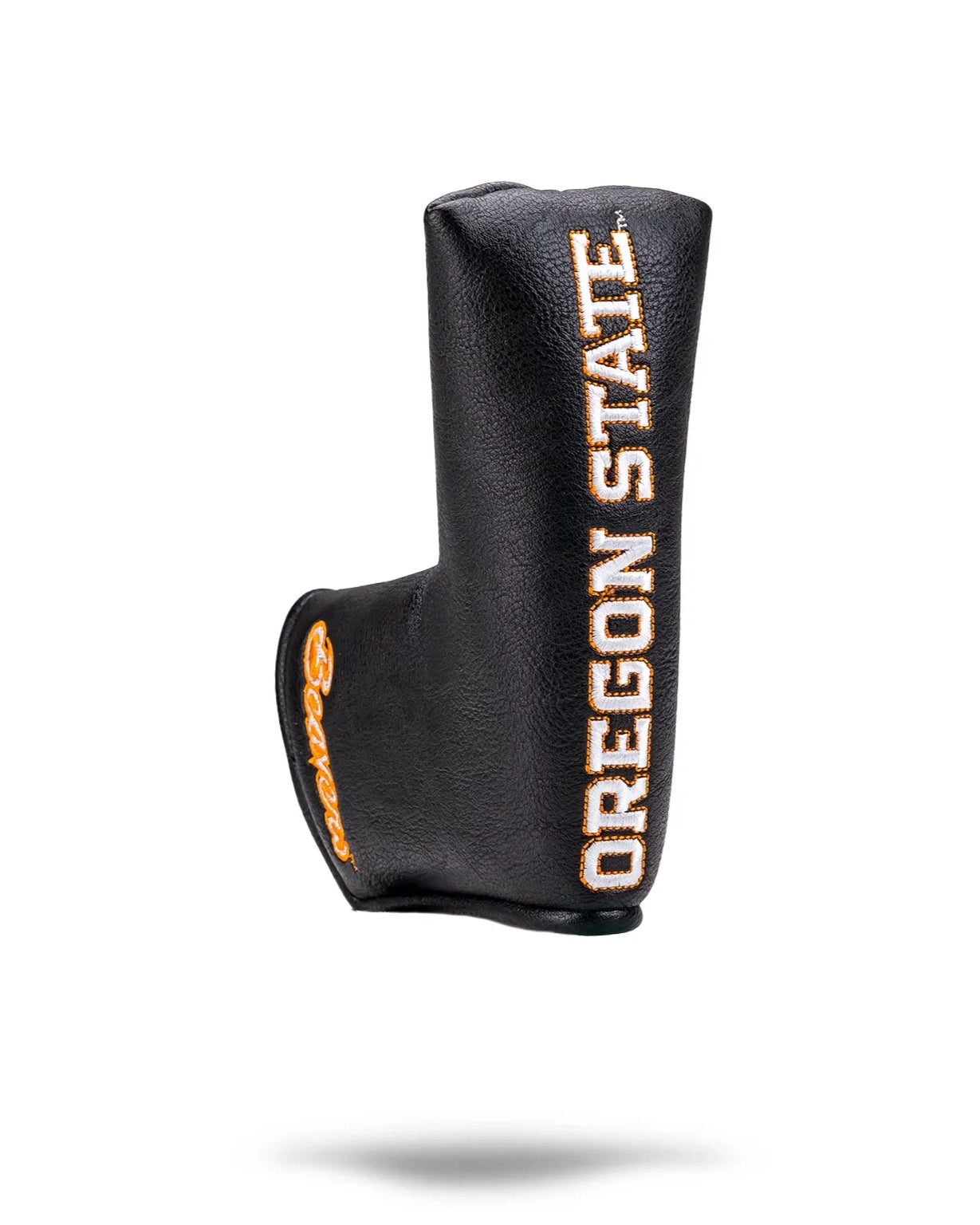 Black Oregon State University Blade Putter Cover with orange and white embroidered logo and text.