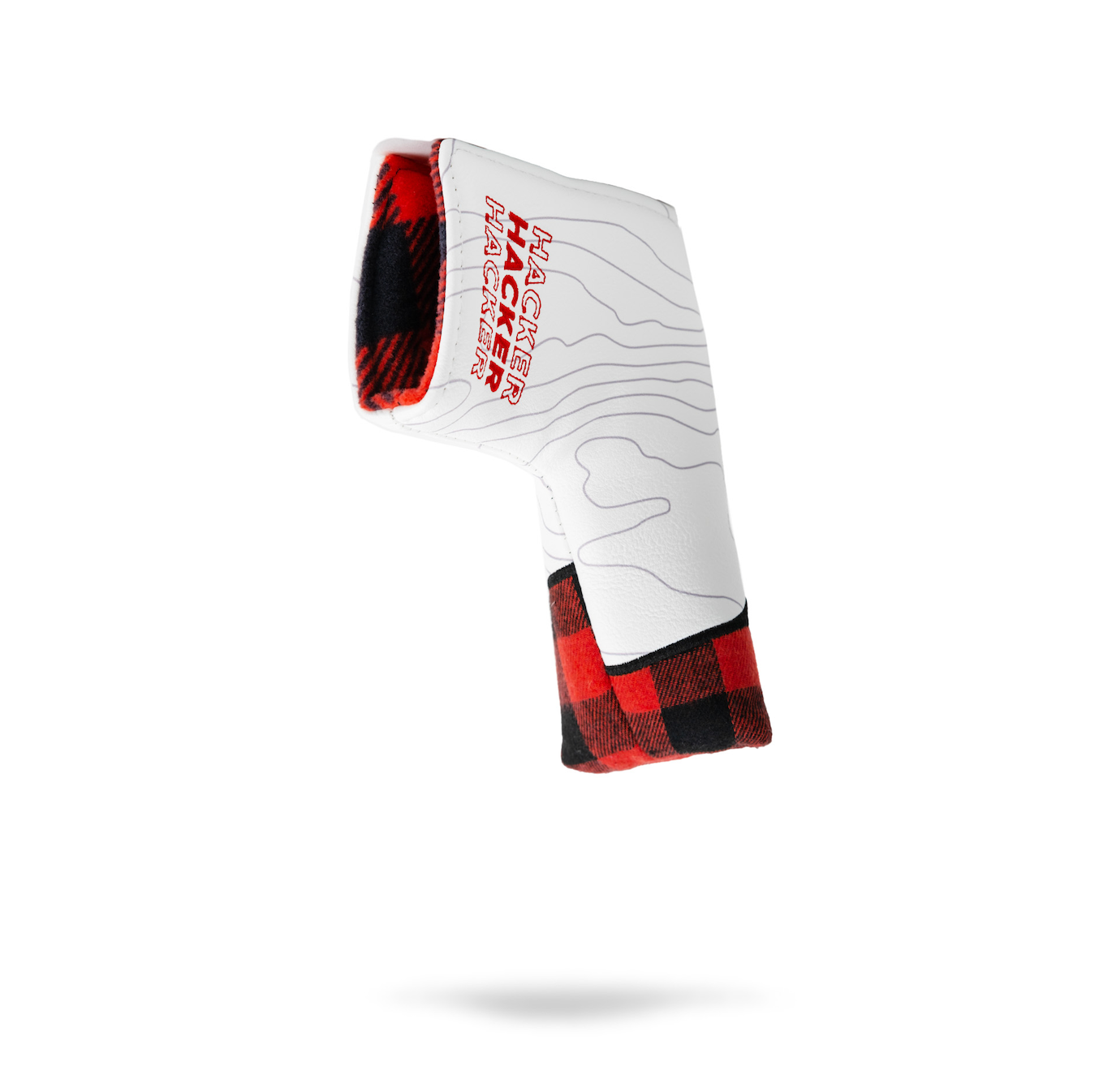 Hacker Blade Putter Cover featuring a sleek black design with unique graphics and a secure fit for protecting golf putters.